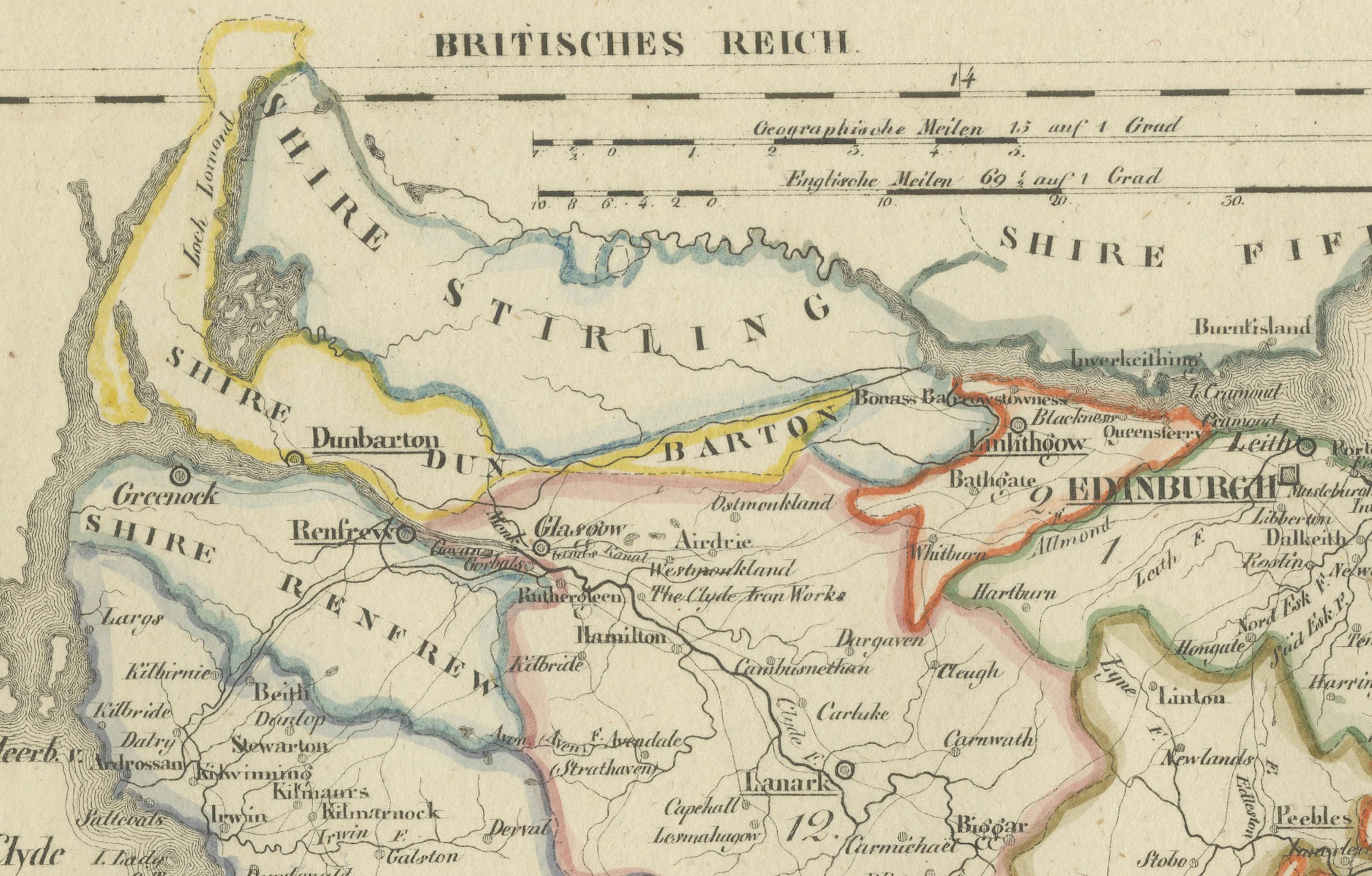Engraved Antique 1830 Map of Southern Scotland with Edinburgh, Berwick, Ayr, and Dumfries For Sale