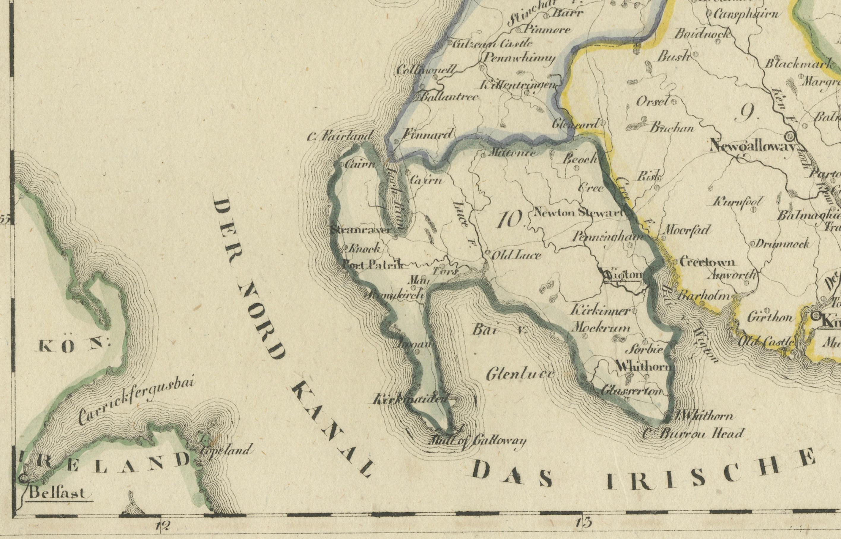 Paper Antique 1830 Map of Southern Scotland with Edinburgh, Berwick, Ayr, and Dumfries For Sale