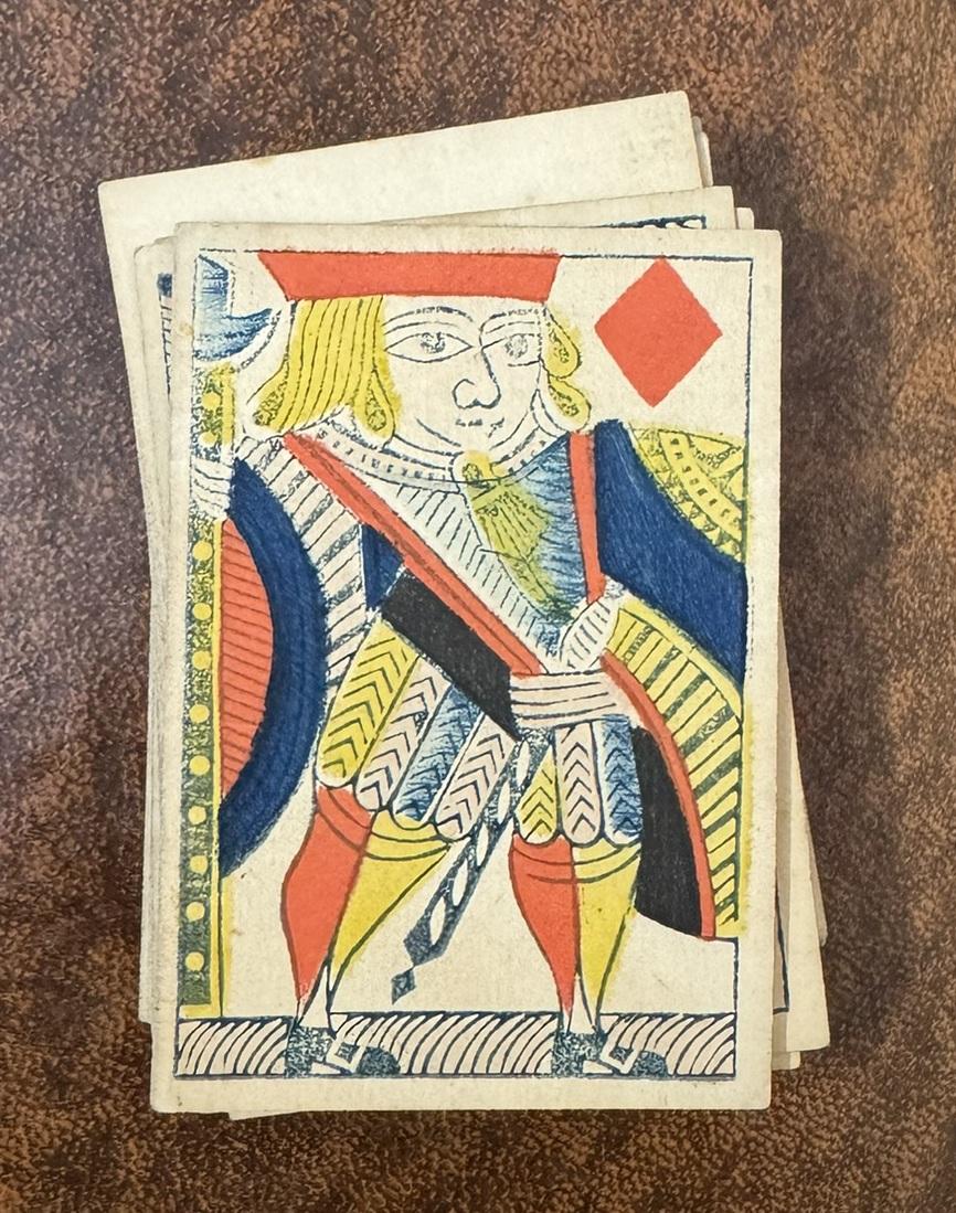 ANTIQUE 1830 THOMAS CRESWICK GEORGIAN PLAYiNG CARDS WITH FIZZLE ACE OF SPADES For Sale 4