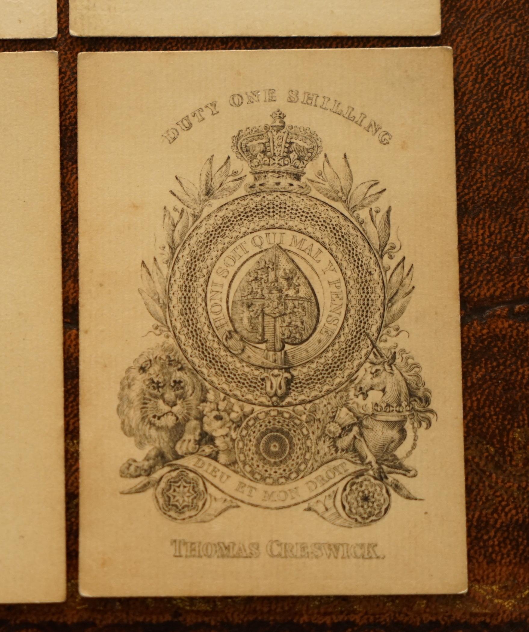 Paper ANTIQUE 1830 THOMAS CRESWICK GEORGIAN PLAYiNG CARDS WITH FIZZLE ACE OF SPADES For Sale
