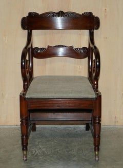 Antique 1830 William IV Flamed Hardwood Metamorphic Library Armchair Steps
