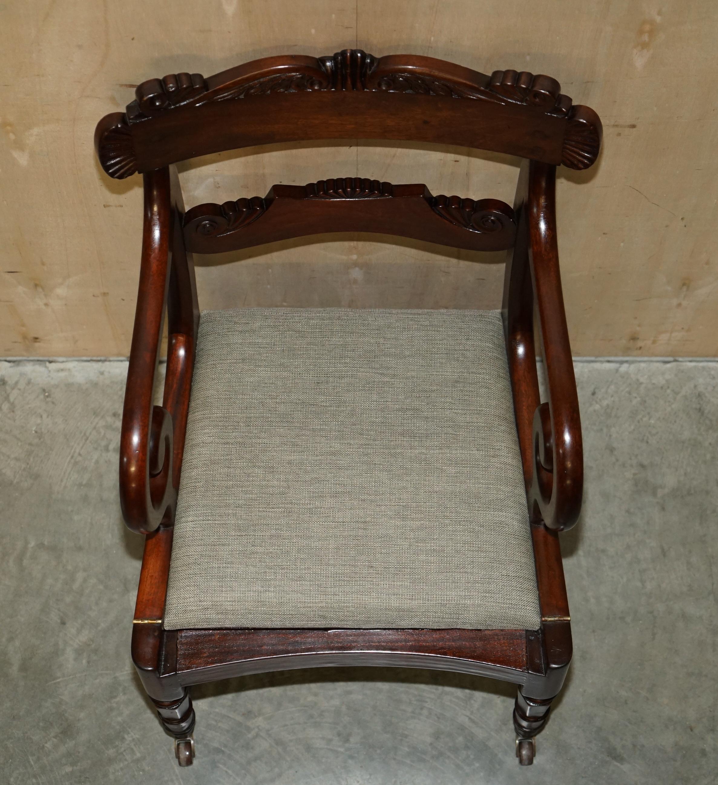 Antique 1830 William IV Flamed Hardwood Metamorphic Library Armchair Steps For Sale 3