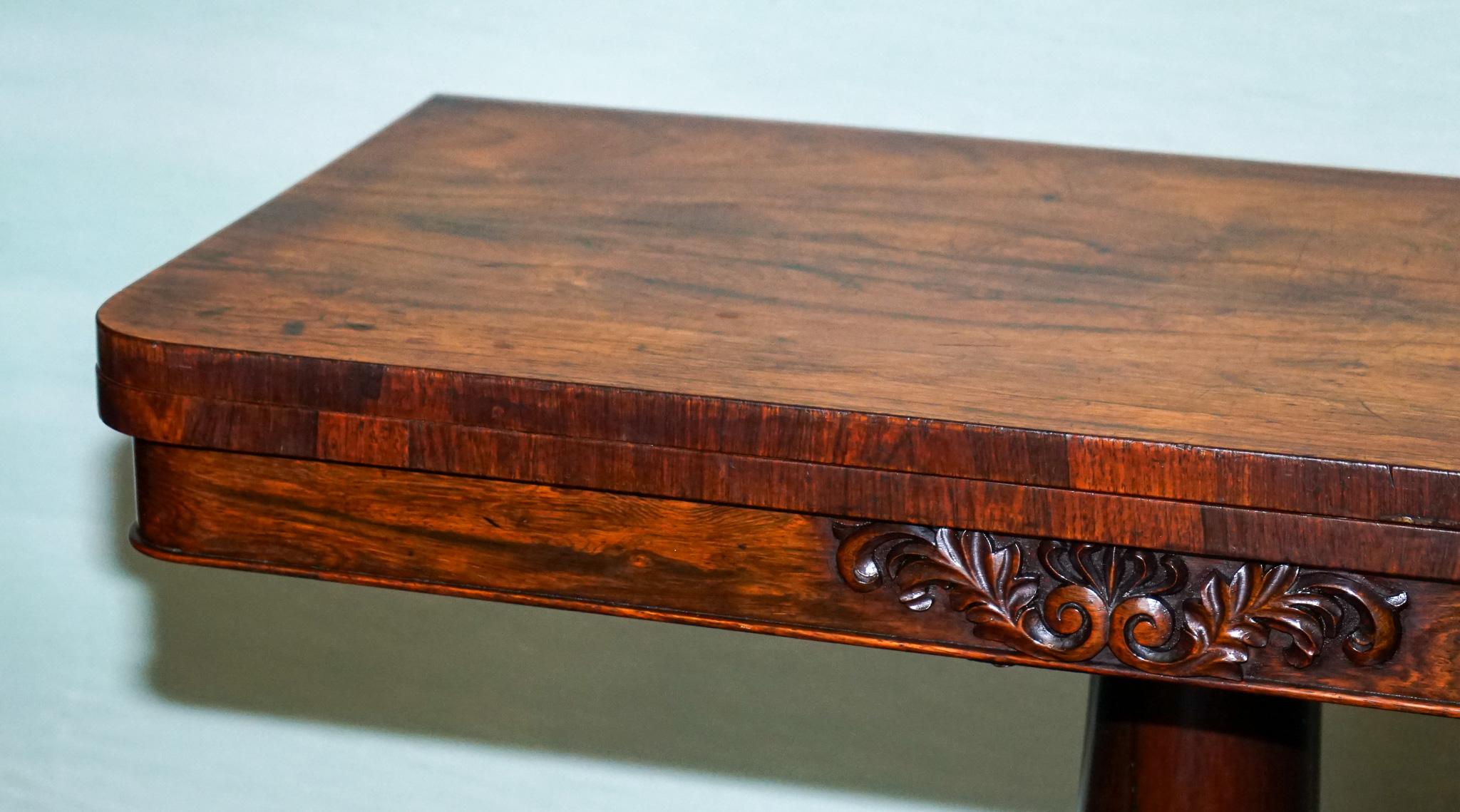 ANTIQUE 1830s WILLIAM IV FOLDING PEDESTAL CARD GAME TABLE CARVED PAW BASE For Sale 9