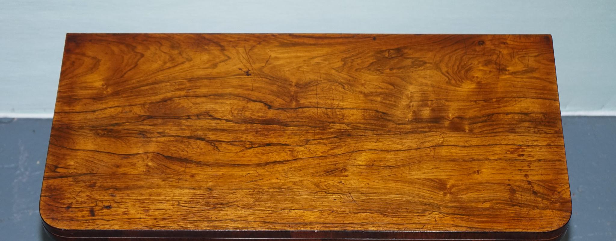 Hardwood ANTIQUE 1830s WILLIAM IV FOLDING PEDESTAL CARD GAME TABLE CARVED PAW BASE For Sale