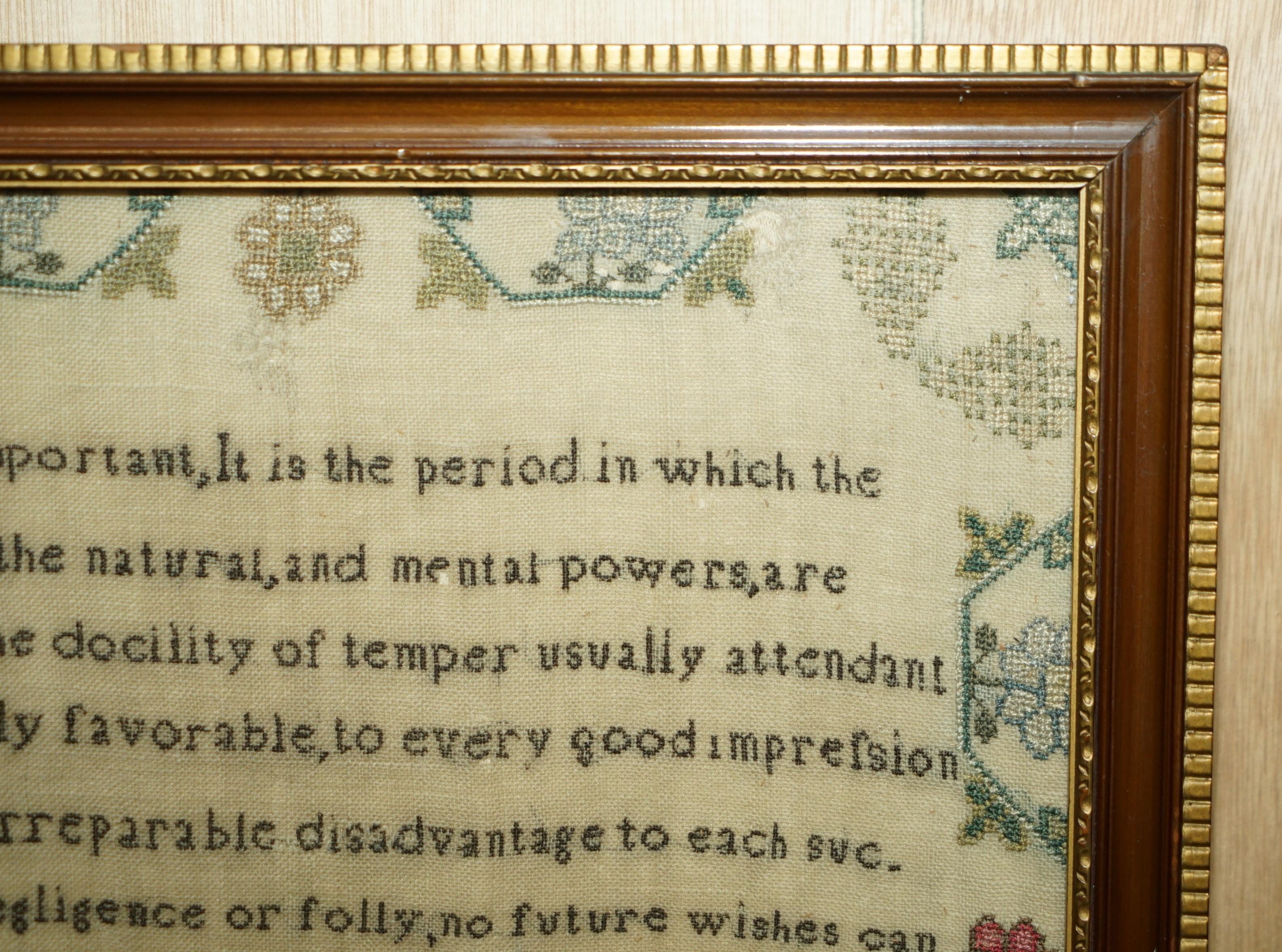 ANTIQUE 1831 ORIGINAL WiLLIAM IV NEEDLEWORK SAMPLER DEPICTING A VERSE ON YOUTH im Angebot 4