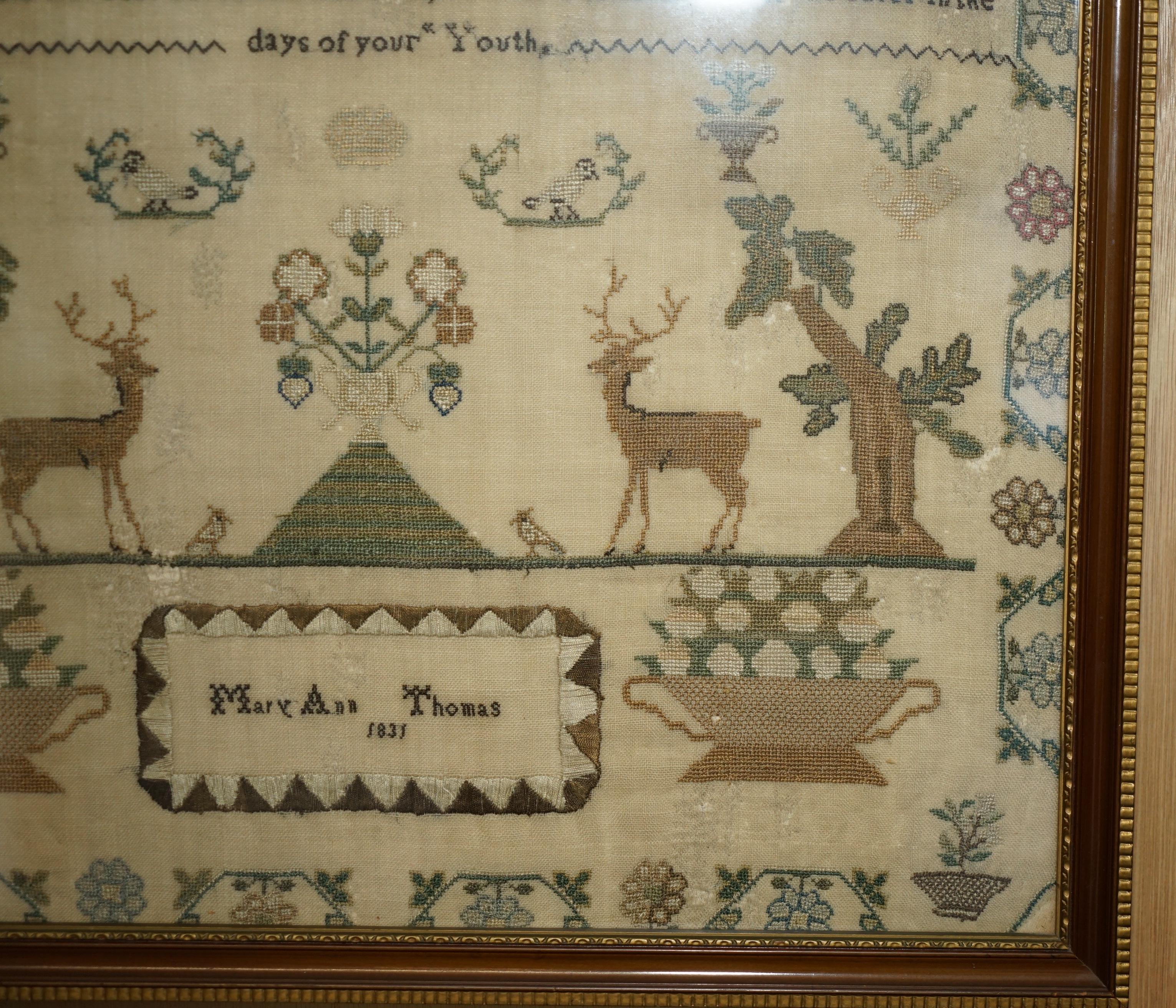 ANTIQUE 1831 ORIGINAL WiLLIAM IV NEEDLEWORK SAMPLER DEPICTING A VERSE ON YOUTH (Englisch) im Angebot