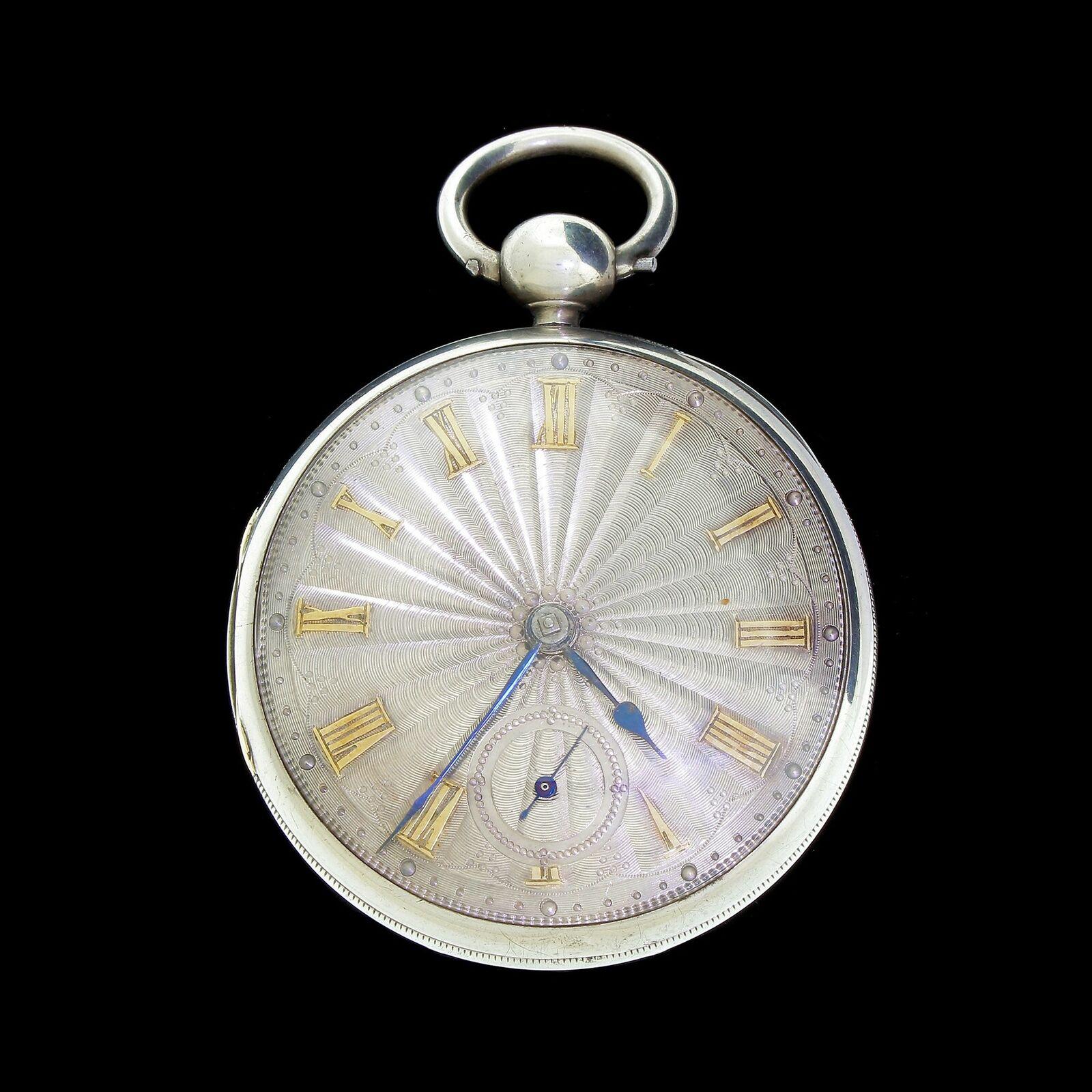 Antique 1832 Joseph Holden Liverpool Ornate Silver Dial Fusee Pocket Watch 2
