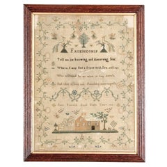 Vintage 1832 Sampler, Jane Peacock Age 8, Friendship