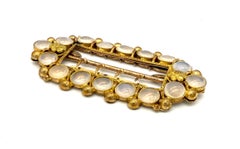 Antica fibbia da cintura del 1835 Calcedonio Cabochon Metallo dorato