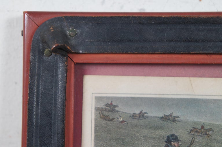 Antique 1835 Hand Colored Fox Hunt Engraving Full Cry Horse Equestrian