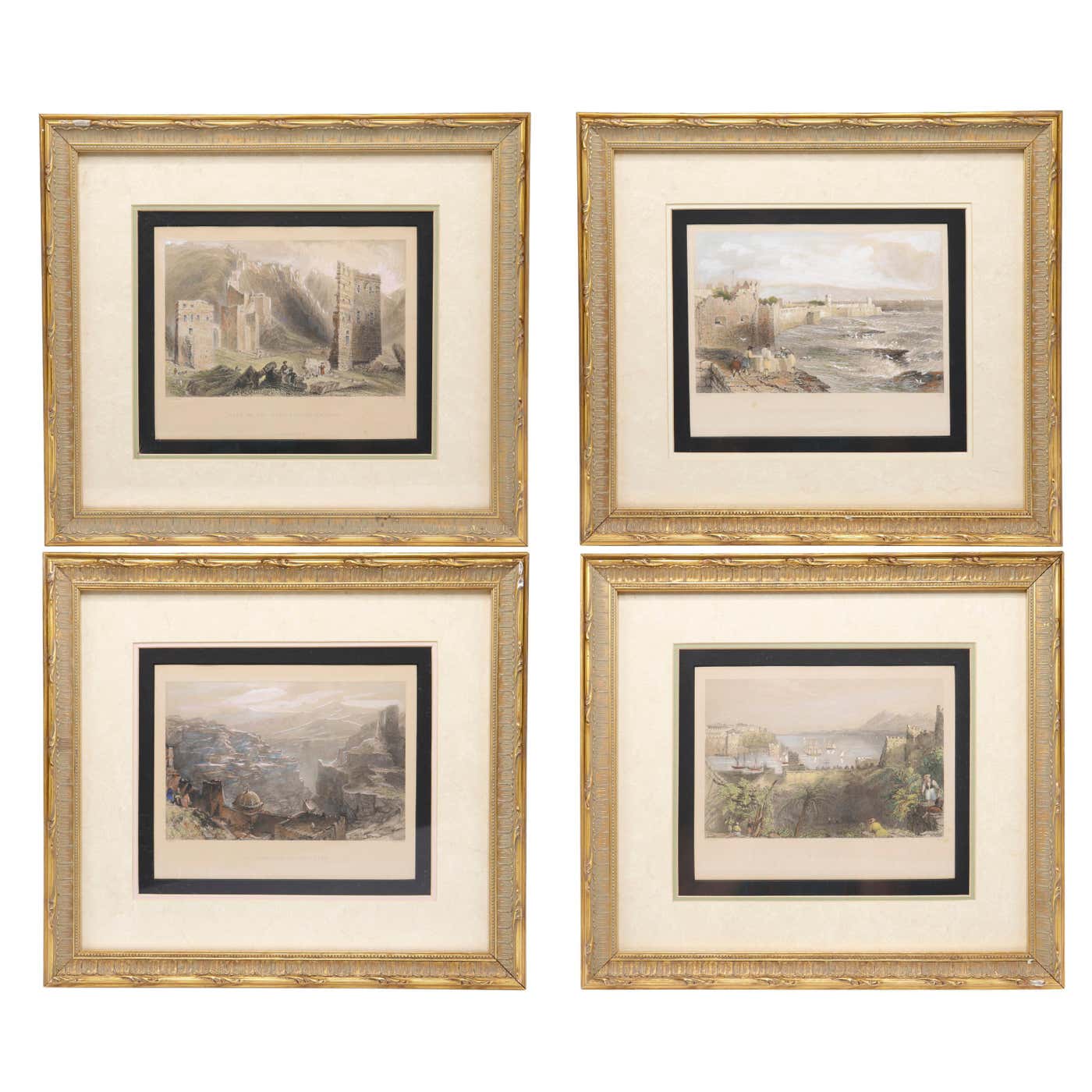 Antique 1837 Hand Colored Engravings, Set of 4 For Sale at 1stDibs