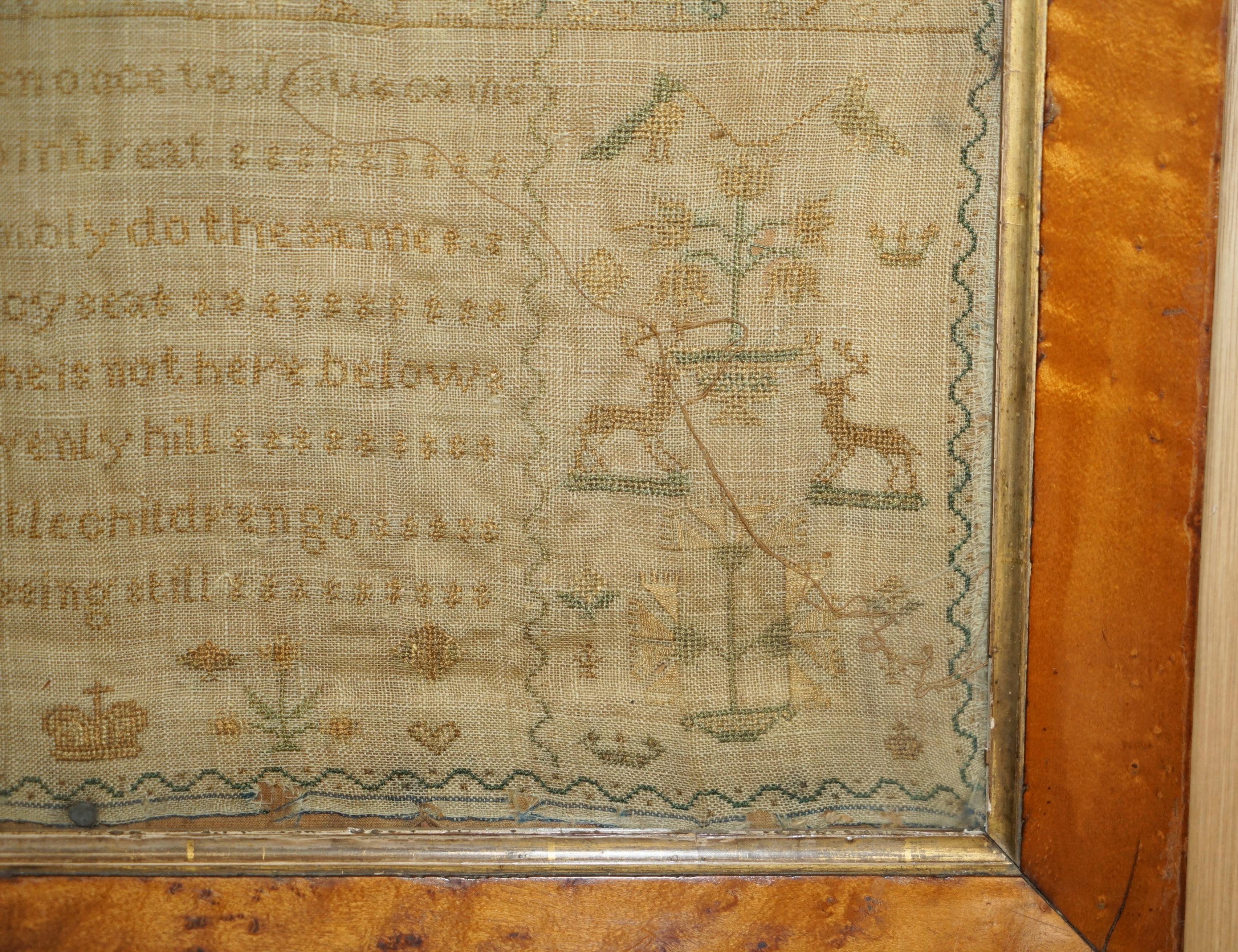 ANTIQUE 1837 MARGARET CAIRNS KiNG WILLIAM IV NEEDLE WORK TAPESTRY SAMPLER For Sale 2