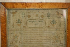 ANTIQUE 1837 MARGARET CAIRNS KiNG WILLIAM IV NEEDLE WORK TAPESTRY SAMPLER