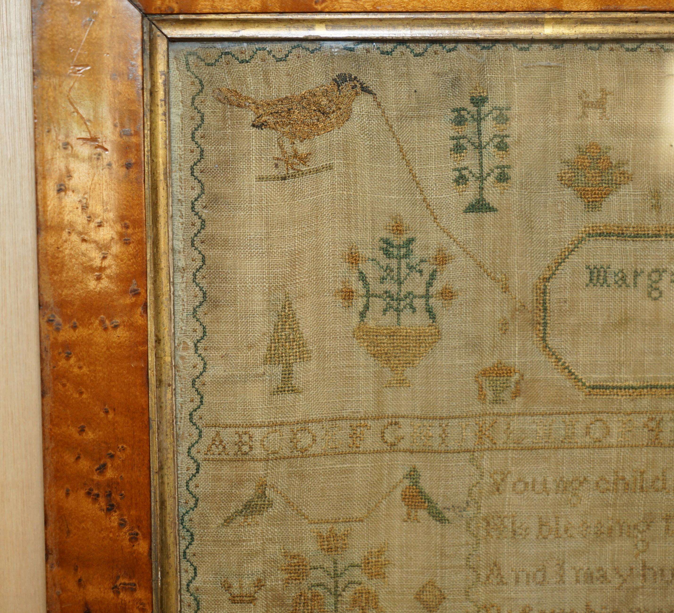 English ANTIQUE 1837 MARGARET CAIRNS KiNG WILLIAM IV NEEDLE WORK TAPESTRY SAMPLER For Sale