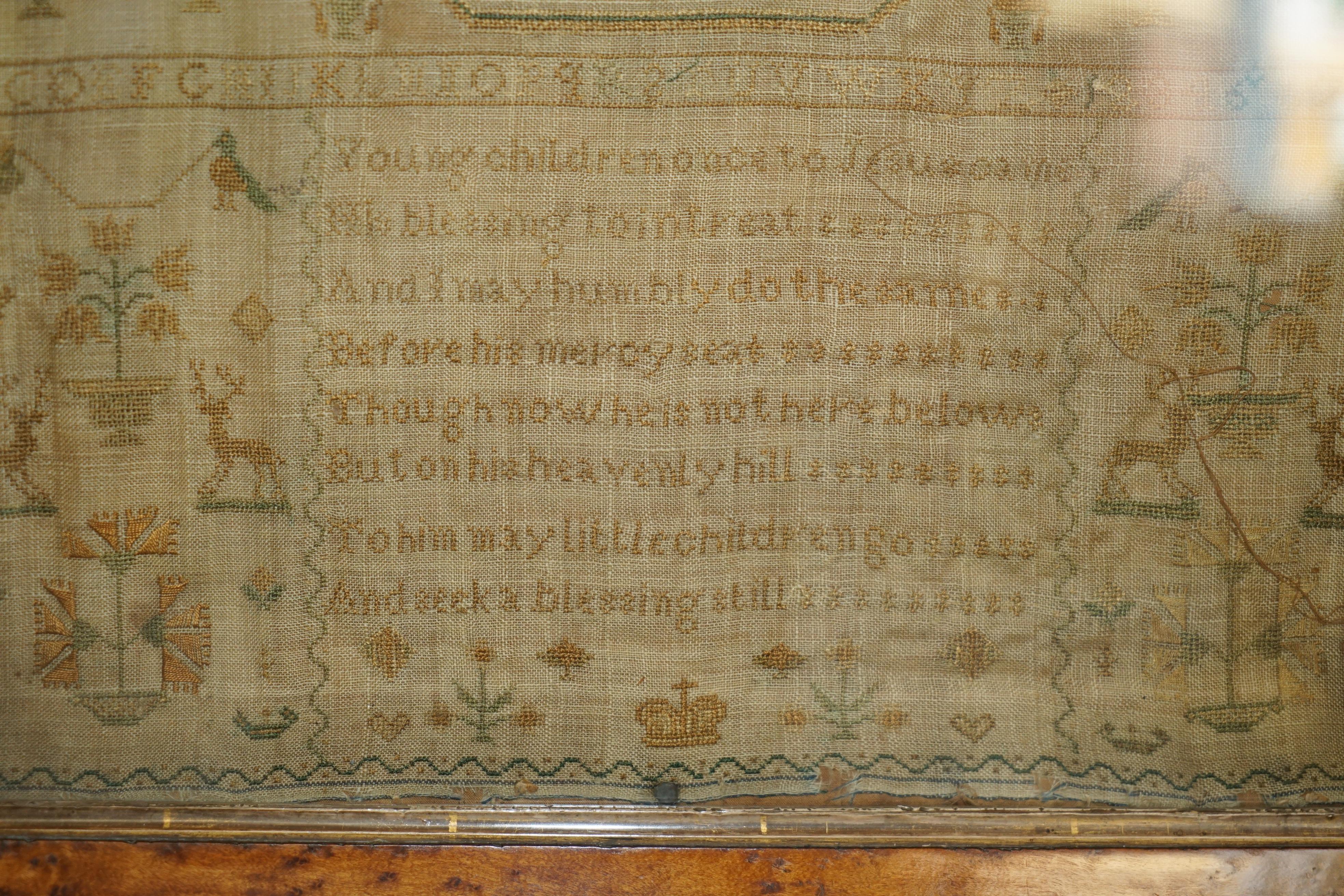 Mid-19th Century ANTIQUE 1837 MARGARET CAIRNS KiNG WILLIAM IV NEEDLE WORK TAPESTRY SAMPLER For Sale