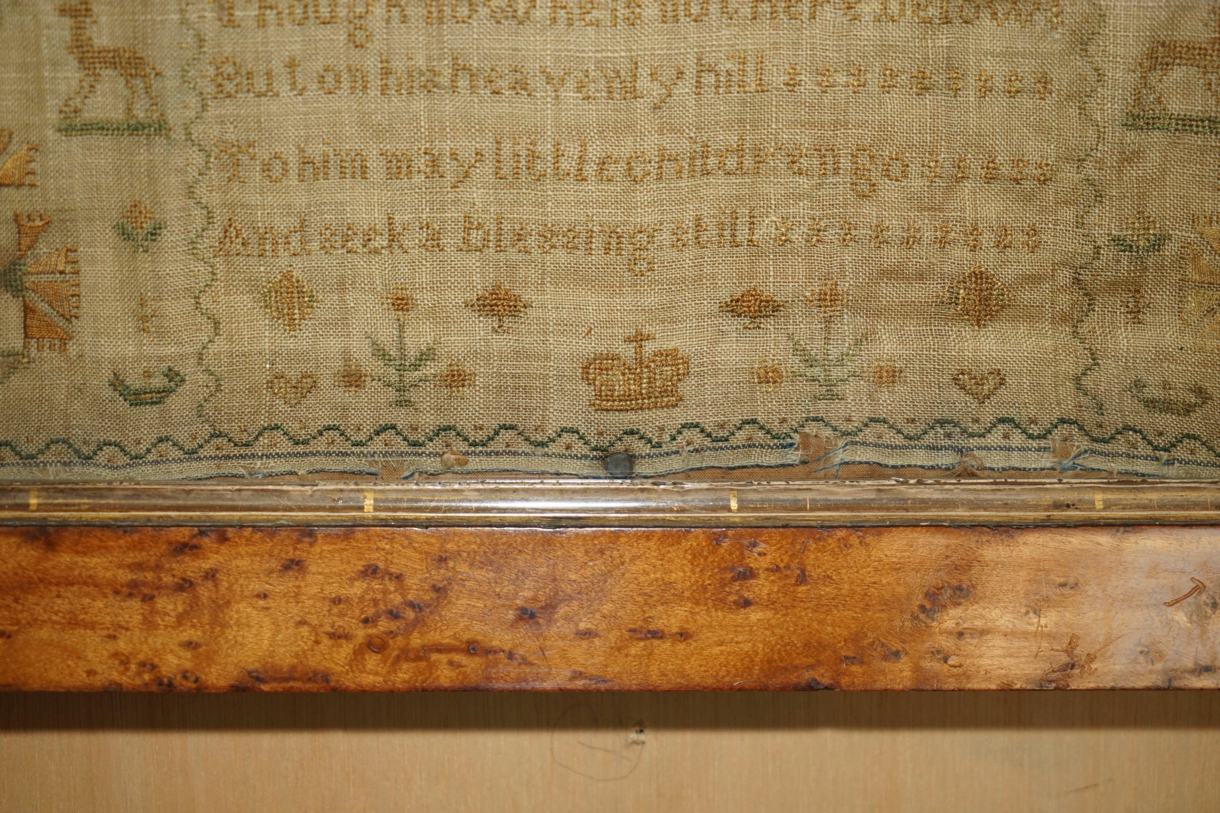 ANTIQUE 1837 MARGARET CAIRNS KiNG WILLIAM IV NEEDLE WORK TAPESTRY SAMPLER For Sale 1