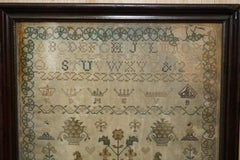 ANTIQUE 1838 ORIGINAL EARLY ViCTORIAN NEEDLEWORK SAMPLER IN THE PERIOD FRAME
