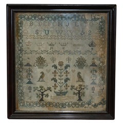 ANTIQUE 1838 ORIGINAL EARLY ViCTORIAN NEEDLEWORK SAMPLER IN THE PERIOD FRAME
