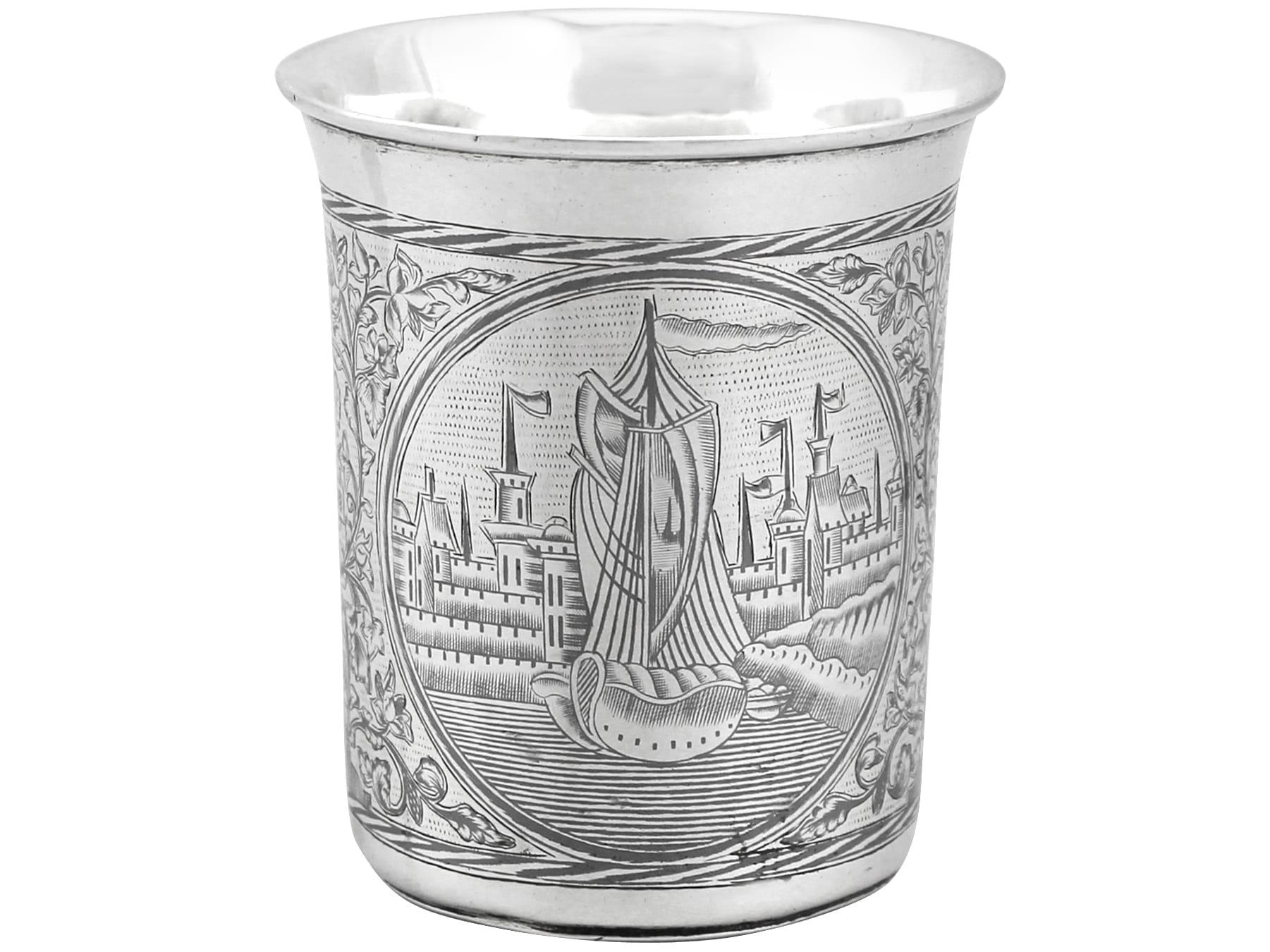 Antique 1839 Russian Silver and Niello Enamel Beaker For Sale 1