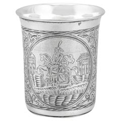 1839 Russian Silver and Niello Enamel Beaker