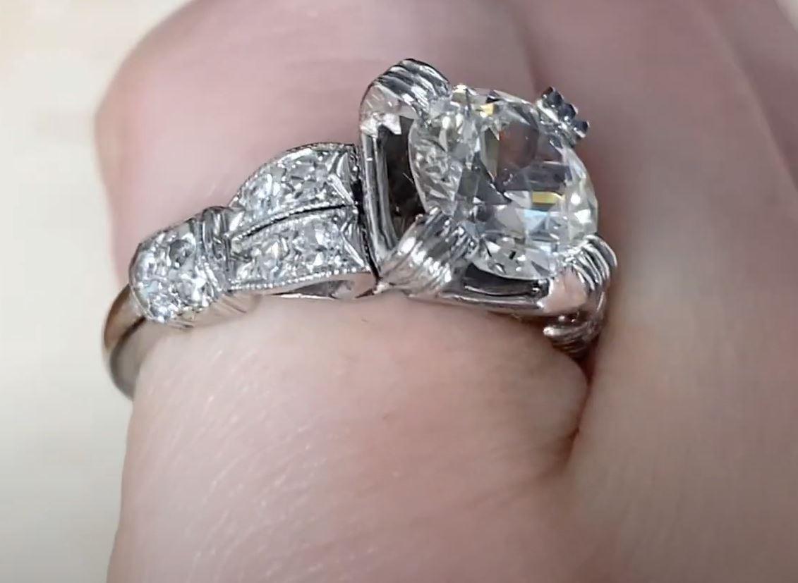 Antique 1.83ct Old European Cut Diamond Engagement Ring, I Color, Platinum 1