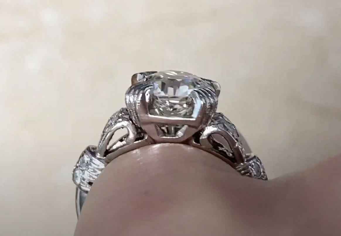 Antique 1.83ct Old European Cut Diamond Engagement Ring, I Color, Platinum 3