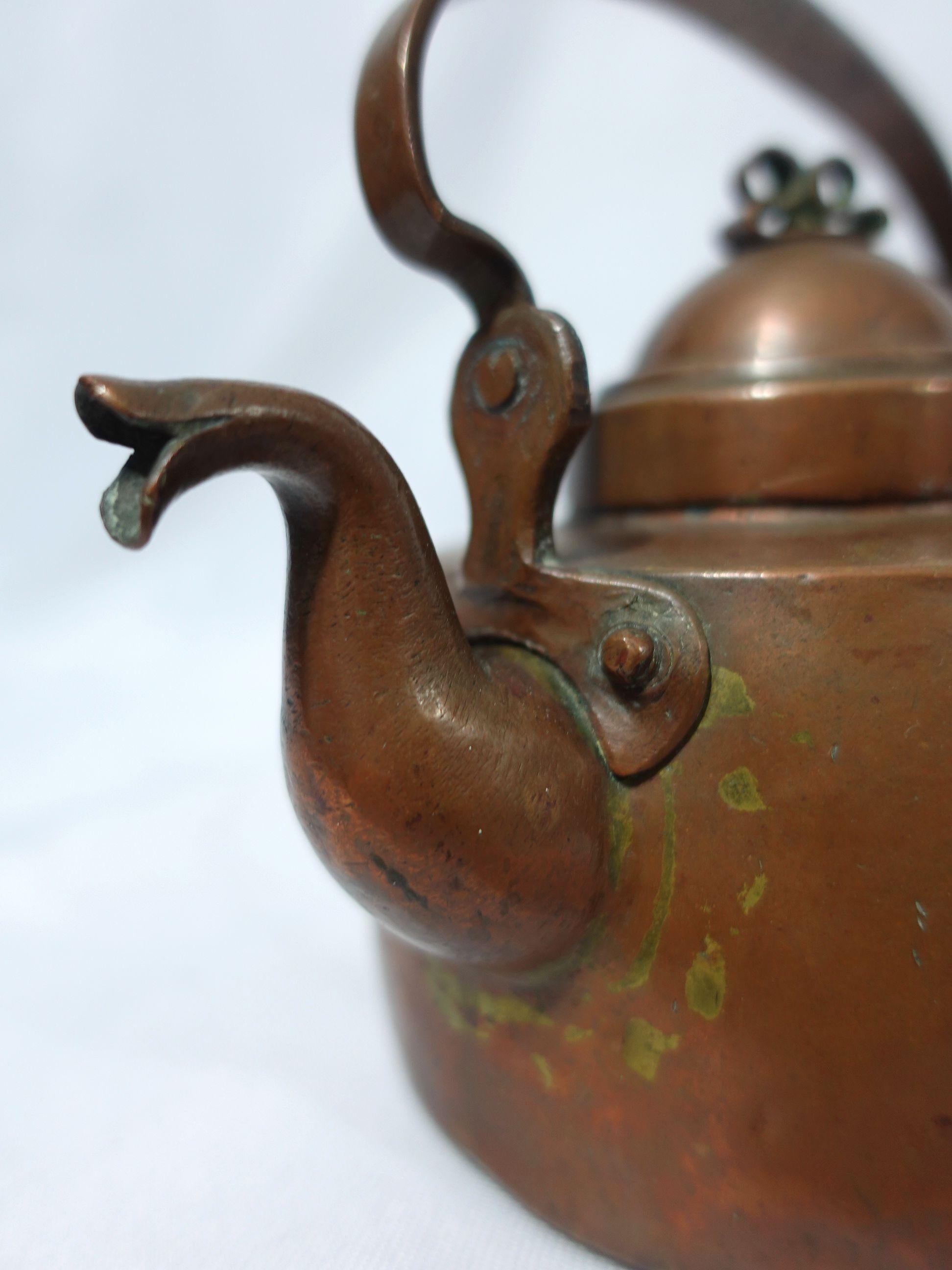 Antique 1840 A Small French Copper Tea Kettle, TC#06 For Sale 5