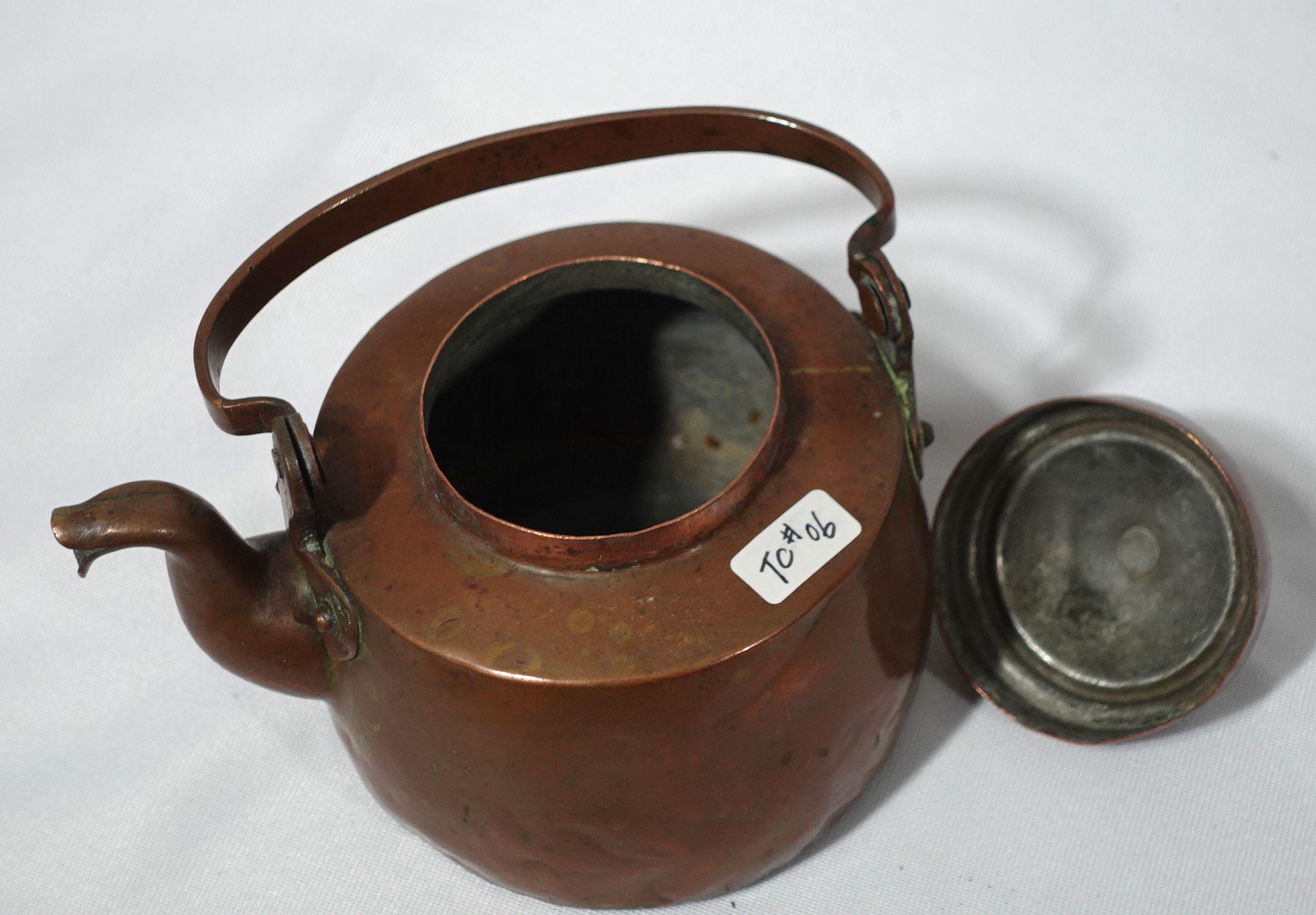 Antique 1840 A Small French Copper Tea Kettle, TC#06 For Sale 9