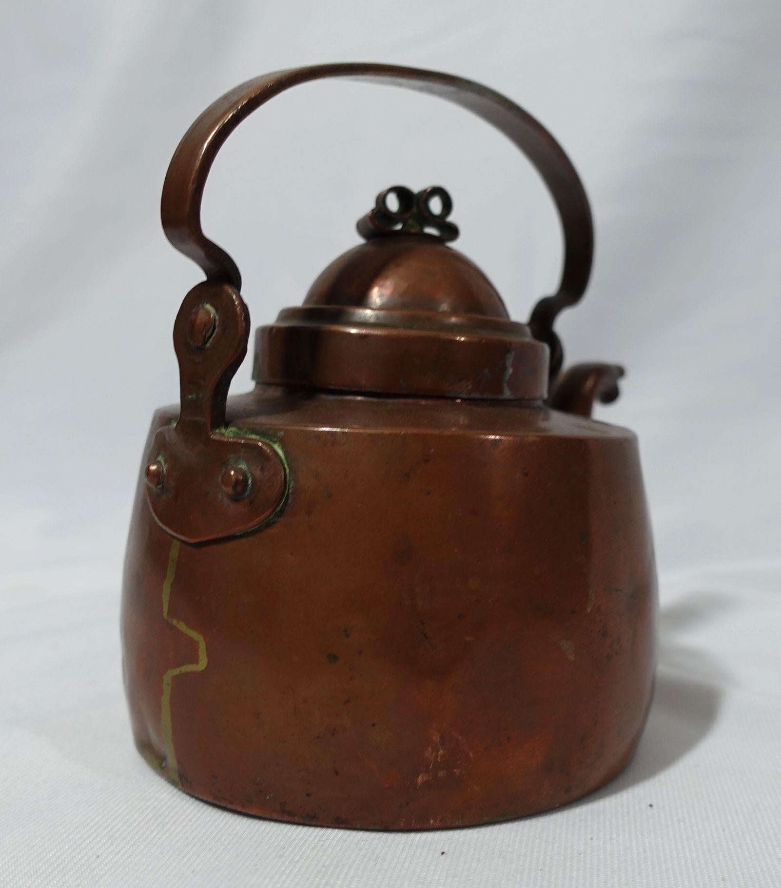 Antique 1840 A Small French Copper Tea Kettle, TC#06 For Sale 1