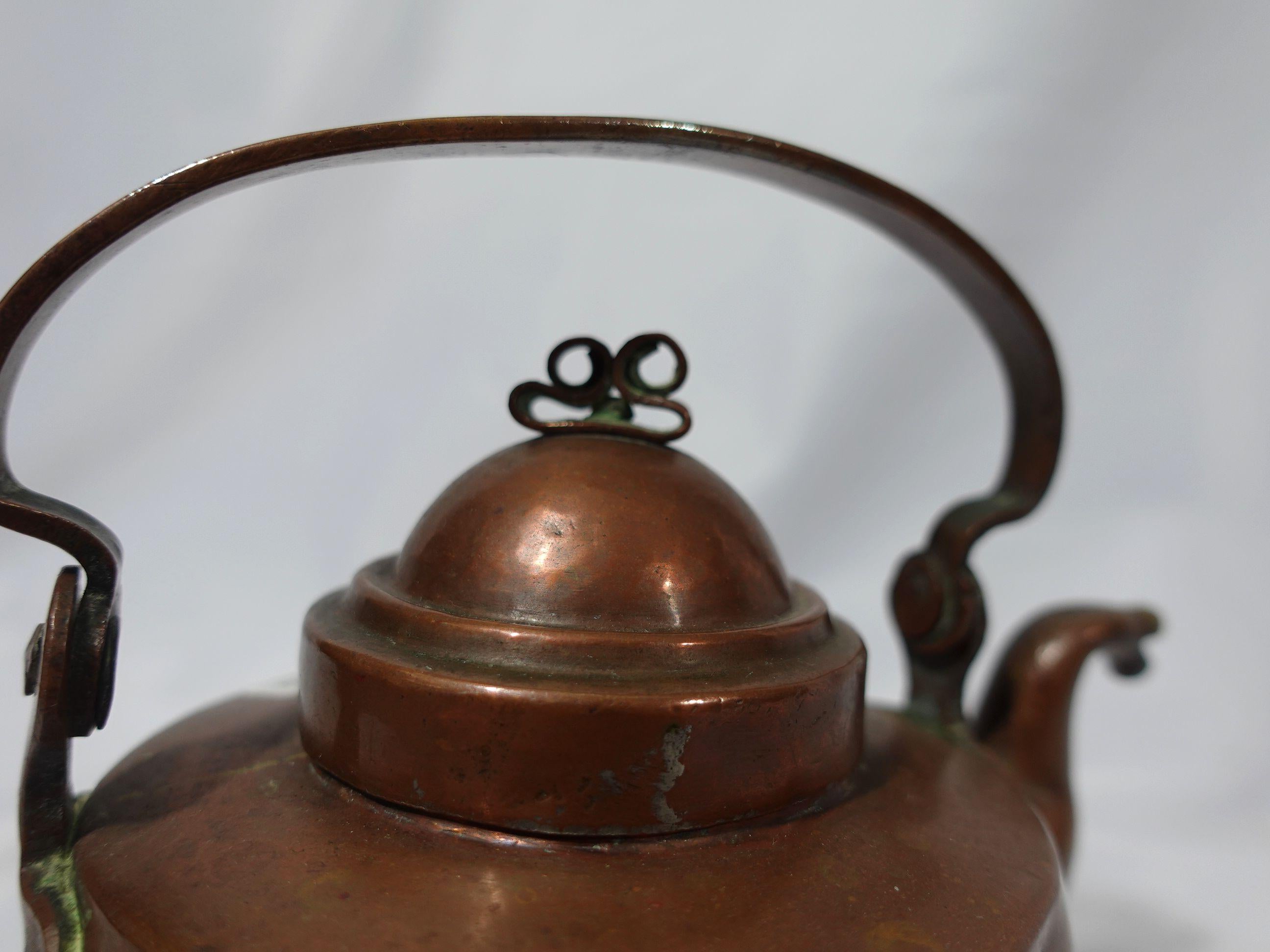 Antique 1840 A Small French Copper Tea Kettle, TC#06 For Sale 2