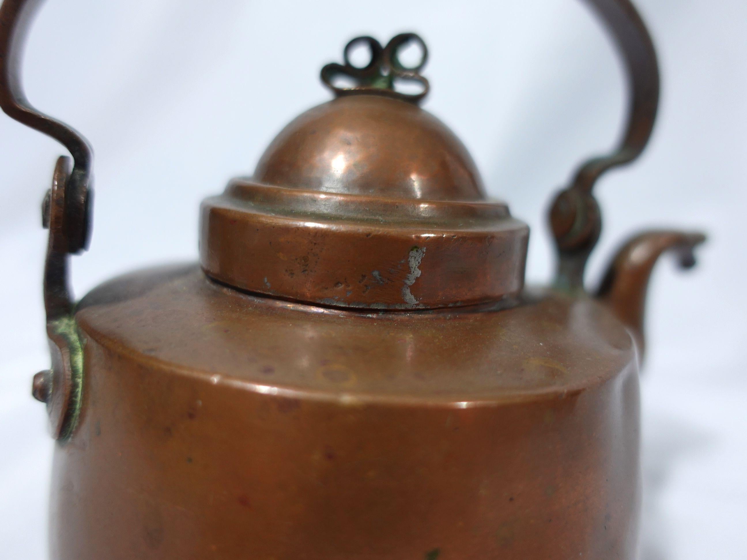 Antique 1840 A Small French Copper Tea Kettle, TC#06 For Sale 3