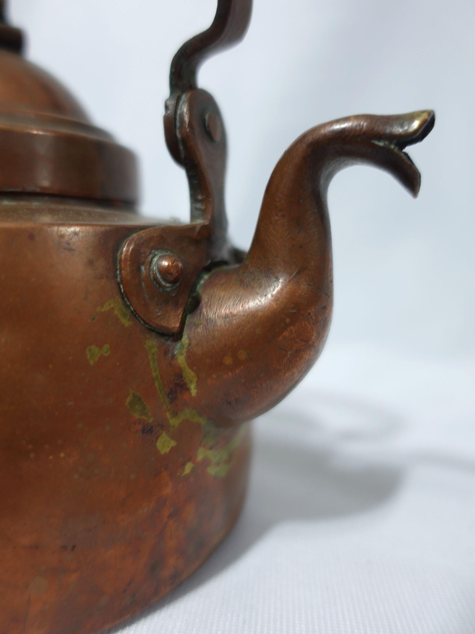 Antique 1840 A Small French Copper Tea Kettle, TC#06 For Sale 4