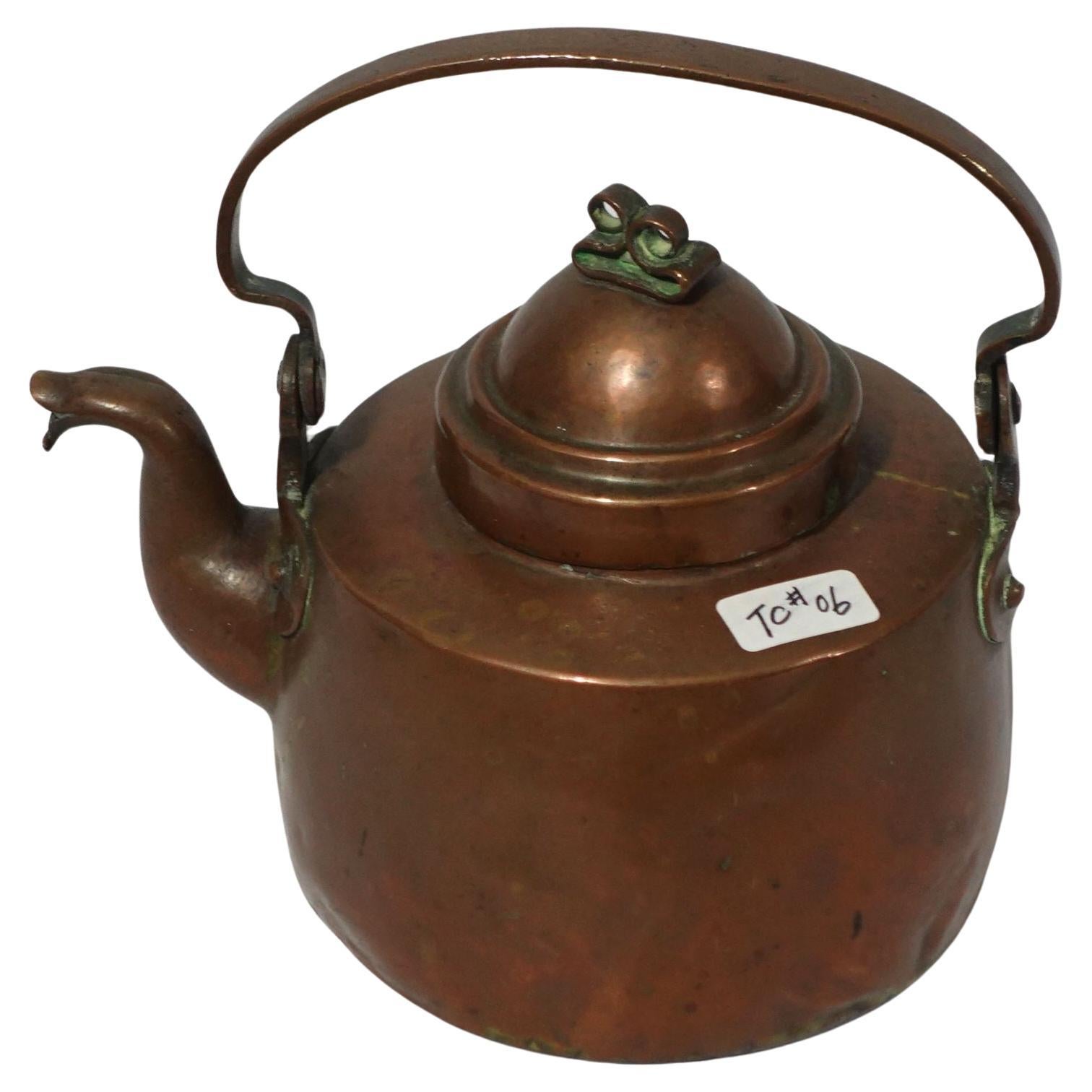 Antique 1840 A Small French Copper Tea Kettle, TC#06 For Sale