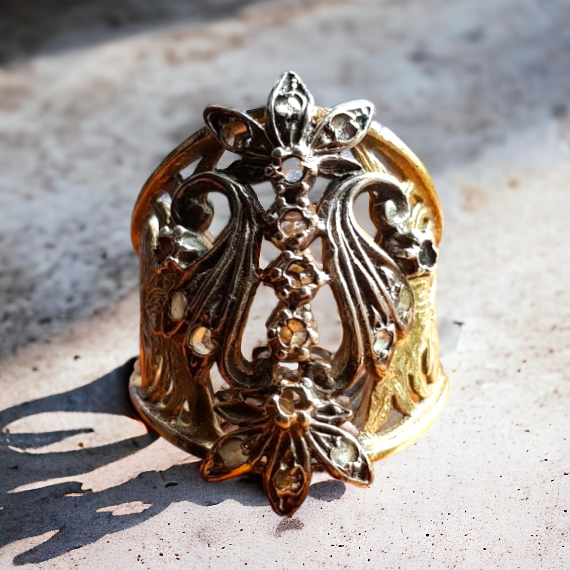 Women's Antique 1840 Iberian Rose Cut Diamond Ring  (Spain Origin) For Sale