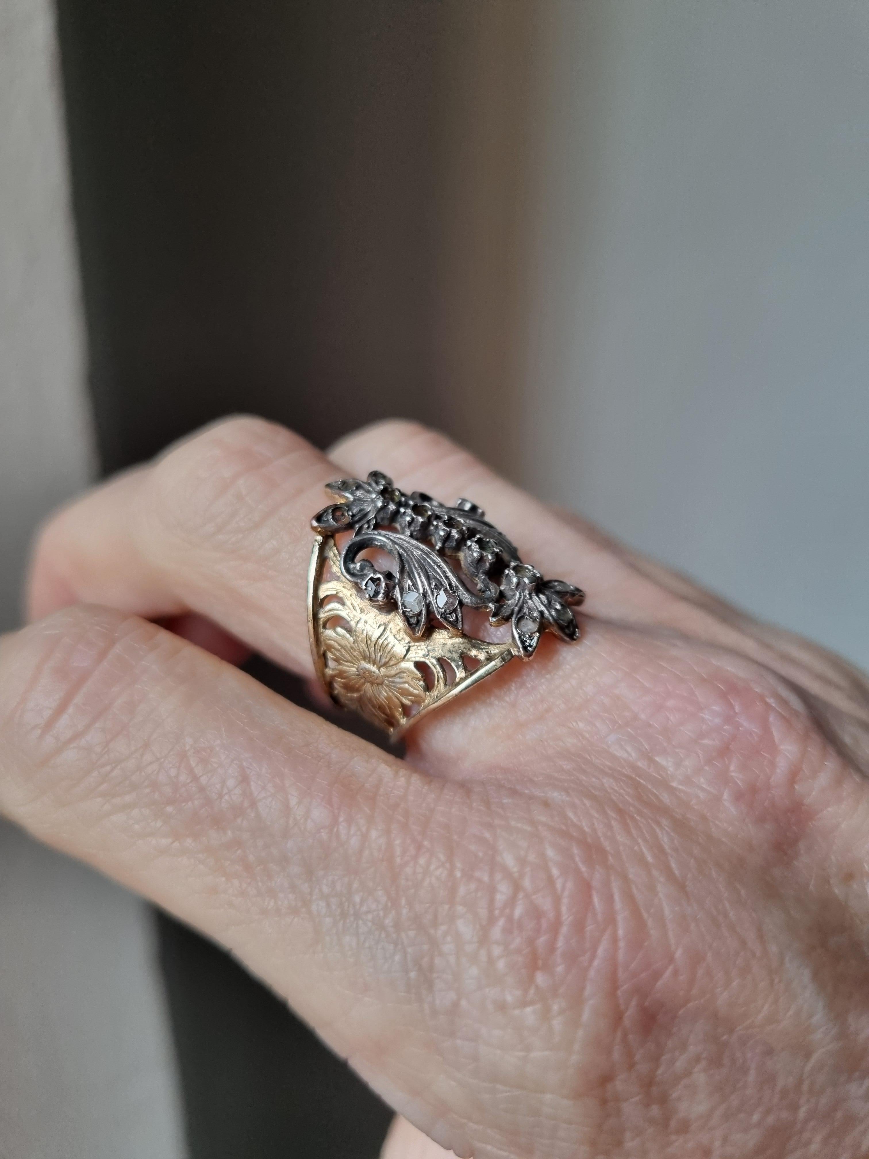 Antique 1840 Iberian Rose Cut Diamond Ring  (Spain Origin) For Sale 2