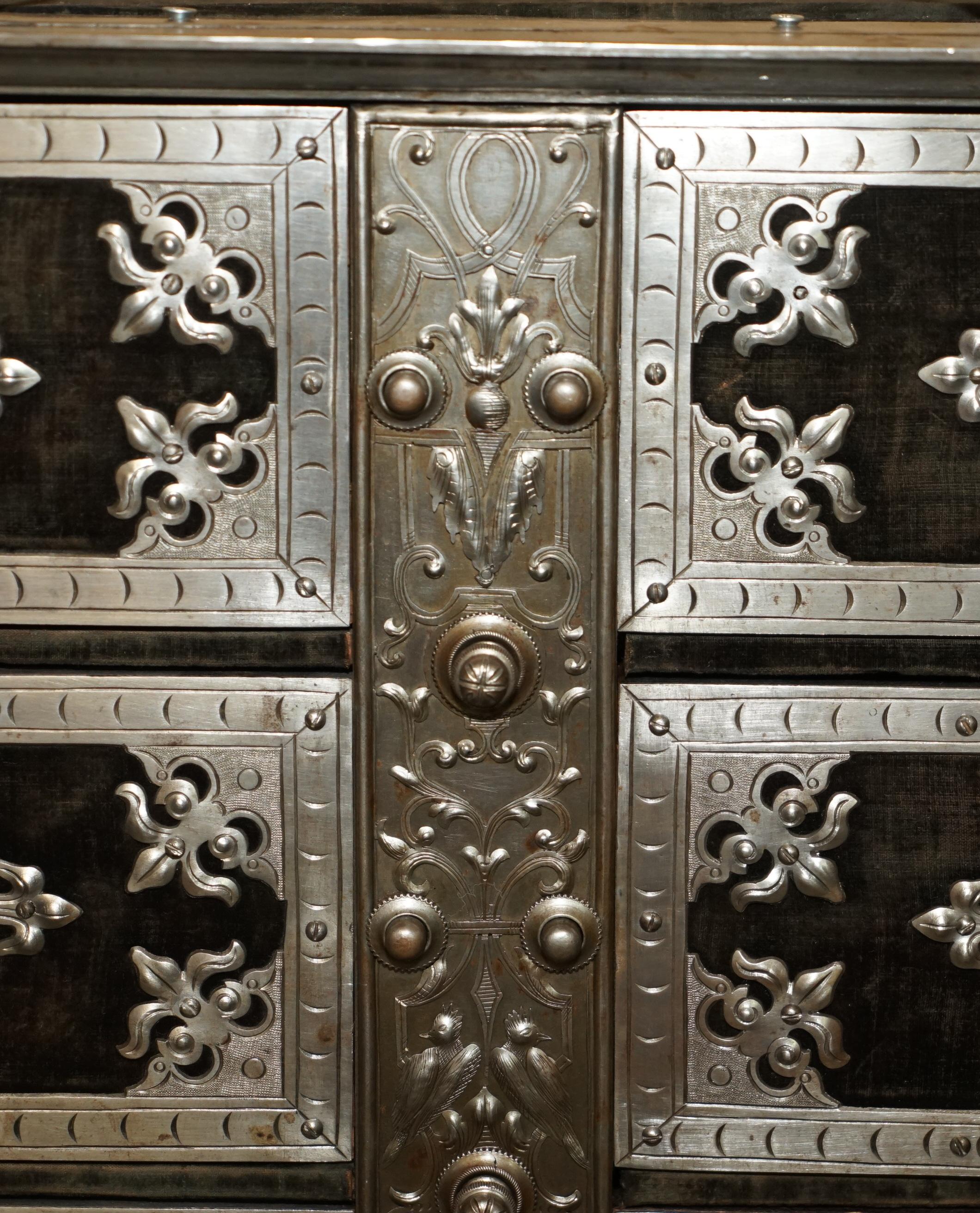 Metal ANTIQUE 1840 METAL DENTAL CHIRURGIE CABINET WITH CROWN DETAILING & DRAWER LOCKs For Sale