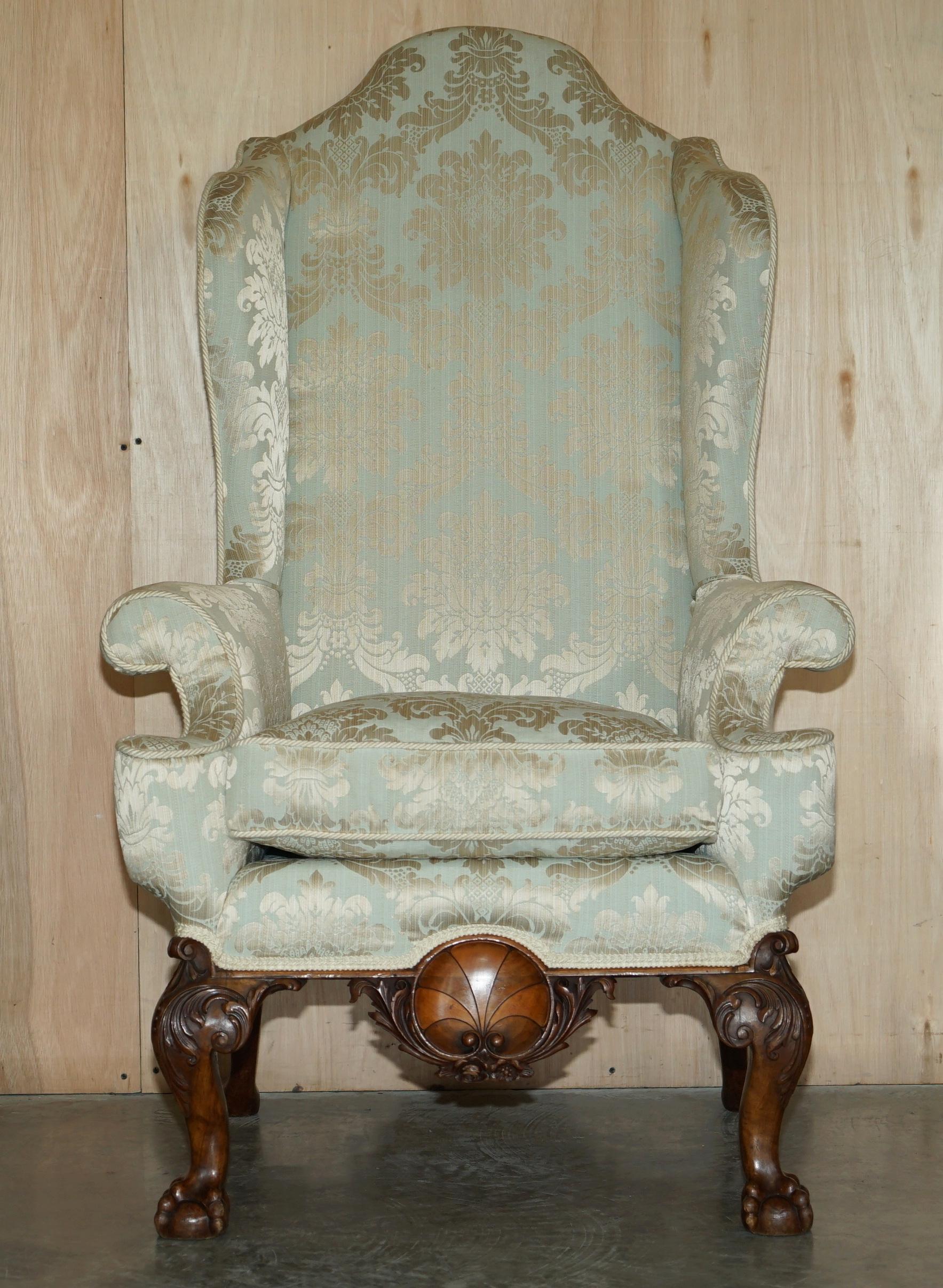 We are delighted to offer for sale this absolutely sublime, museum quality extra large Wingback armchair with ornately carved Claw & Ball legs

What a chair, you will never see another this size and quality again, the base is an absolute tour de
