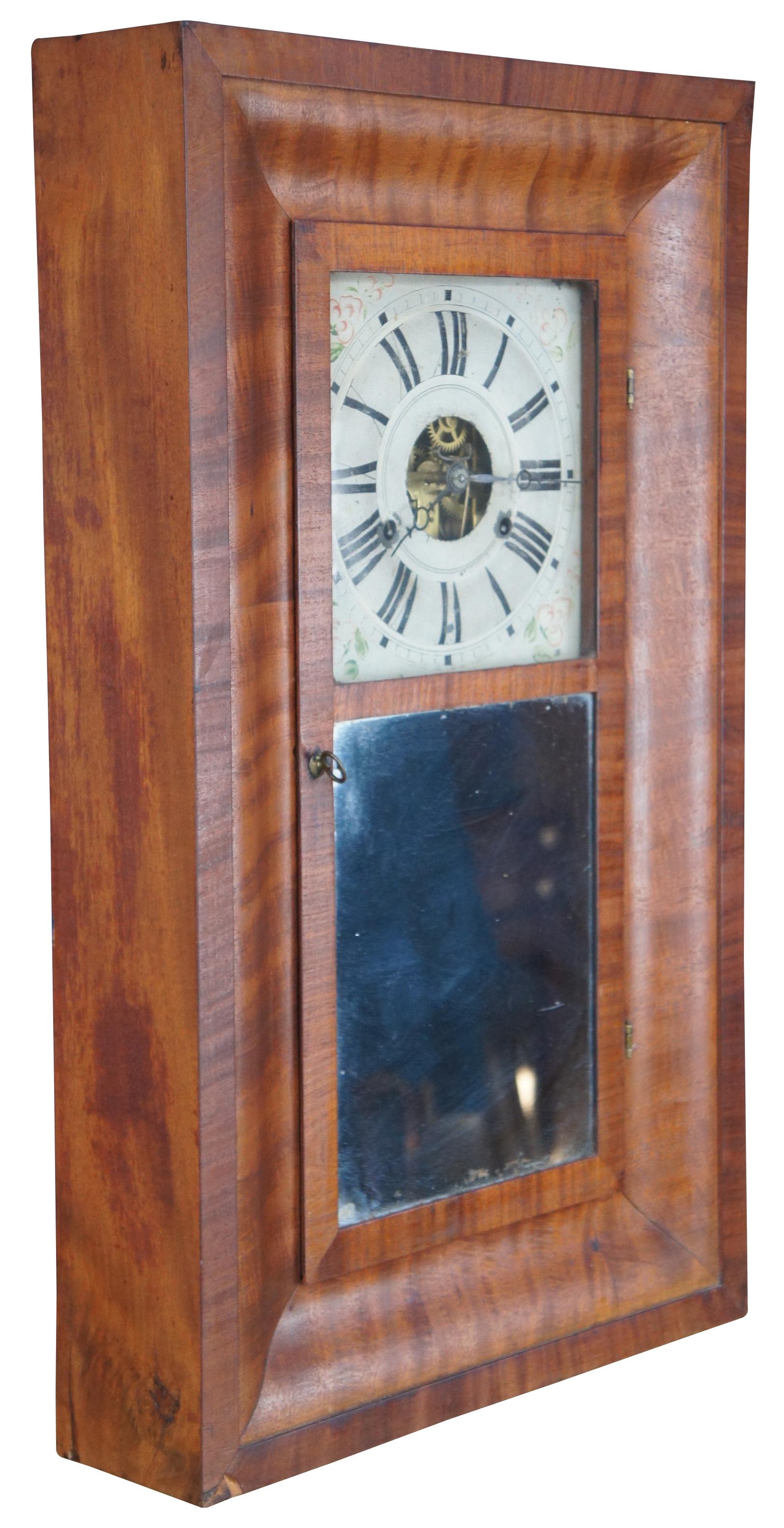 Victorian Antique 1840s Manross Prichard 8 Day Mahogany Ogee Mantel Shelf Clock