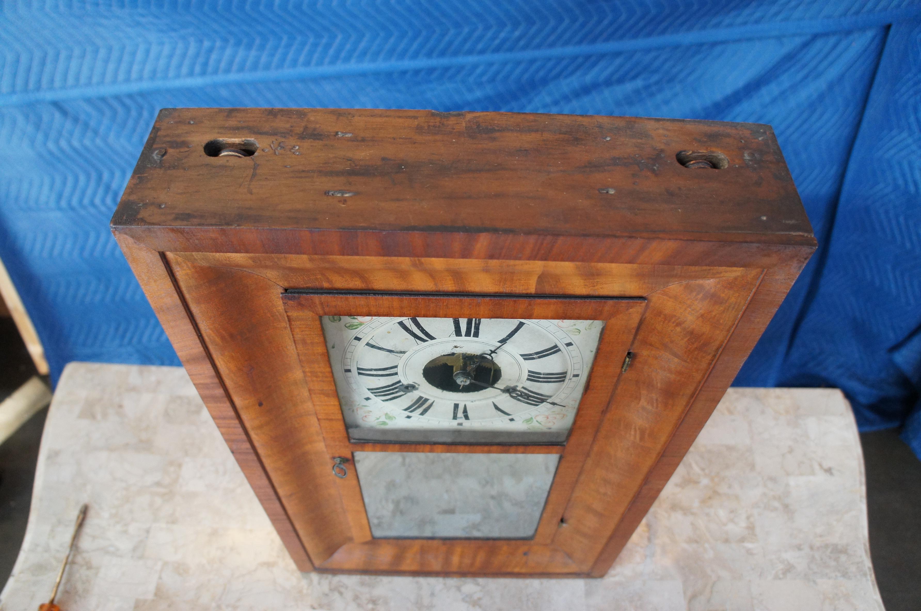 Antique 1840s Manross Prichard 8 Day Mahogany Ogee Mantel Shelf Clock 2