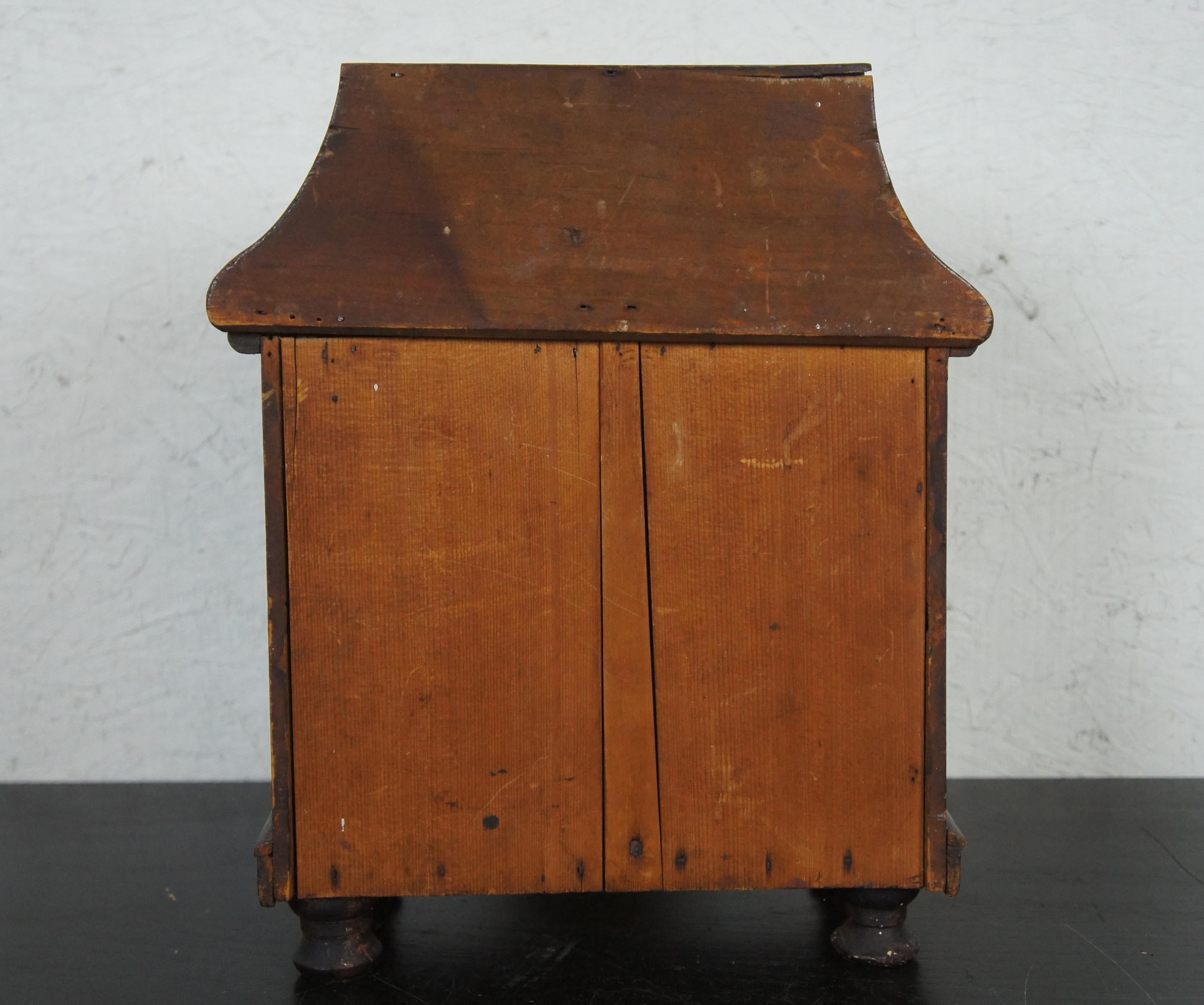 Mid-19th Century Antique 1840s Miniature Salesman Sample Early American Dresser Chest Tallboy