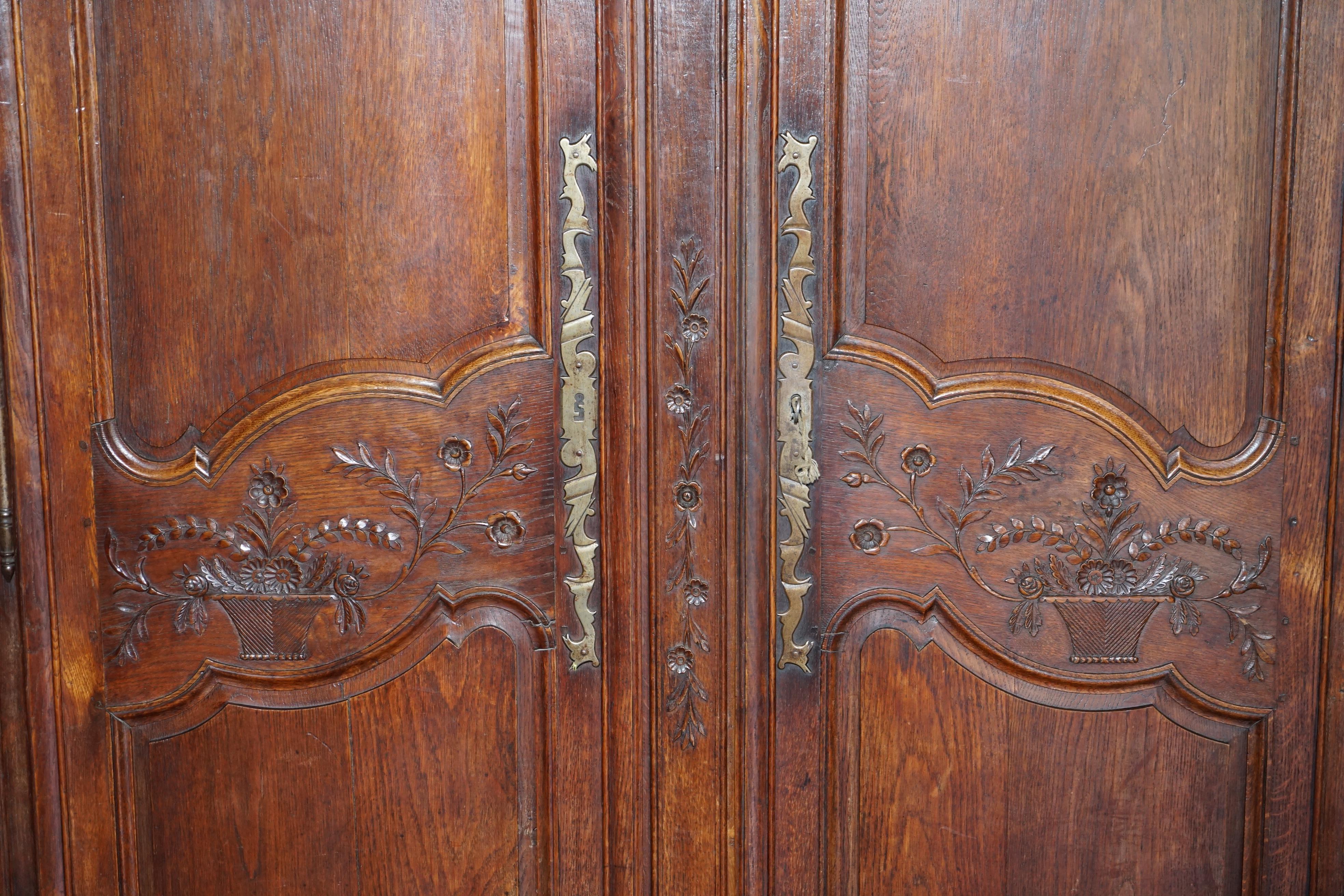 Antique 1844 Carved & Dated Large Wardrobe Armoire with Expertly Crafted Panels For Sale 2