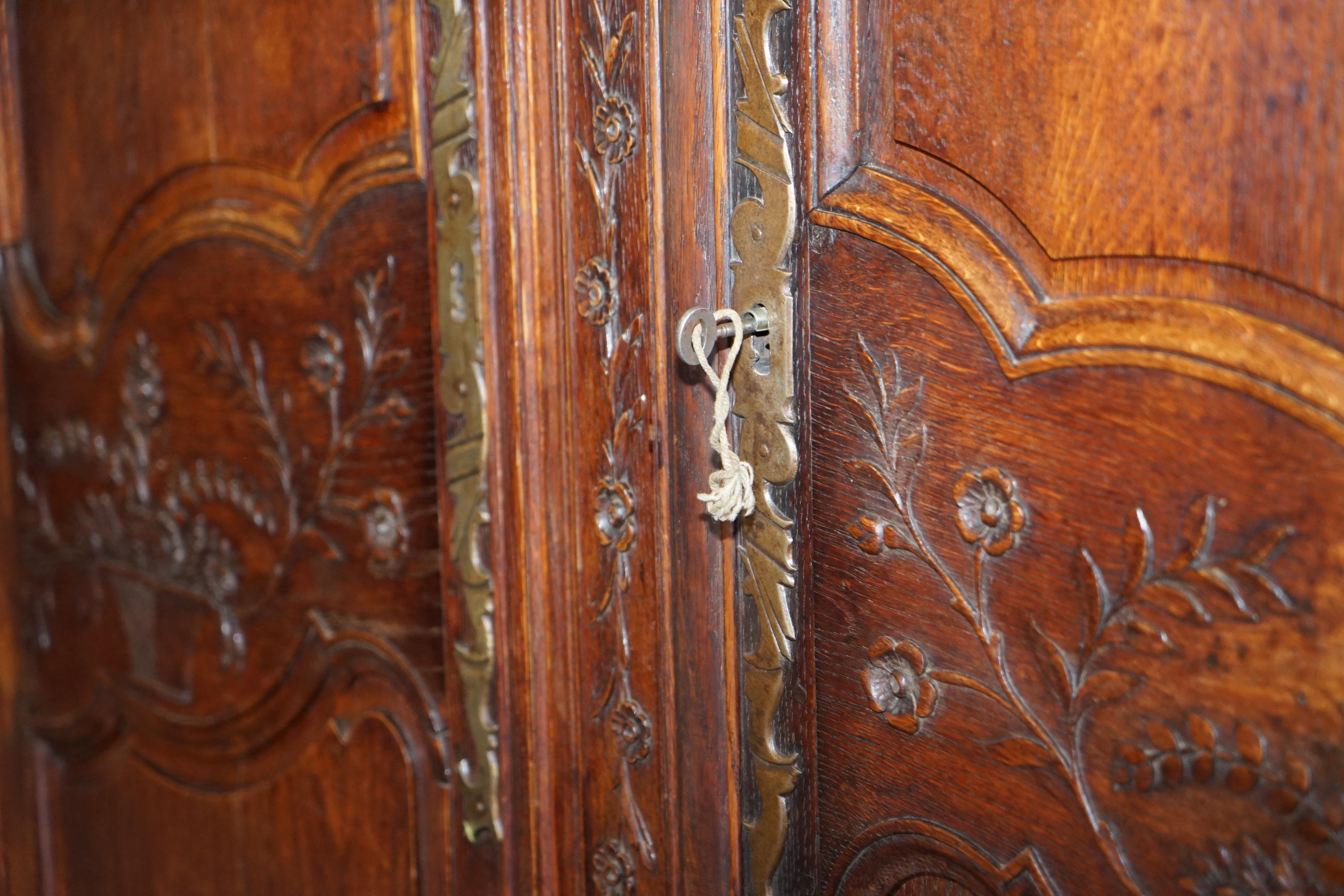 Antique 1844 Carved & Dated Large Wardrobe Armoire with Expertly Crafted Panels For Sale 4