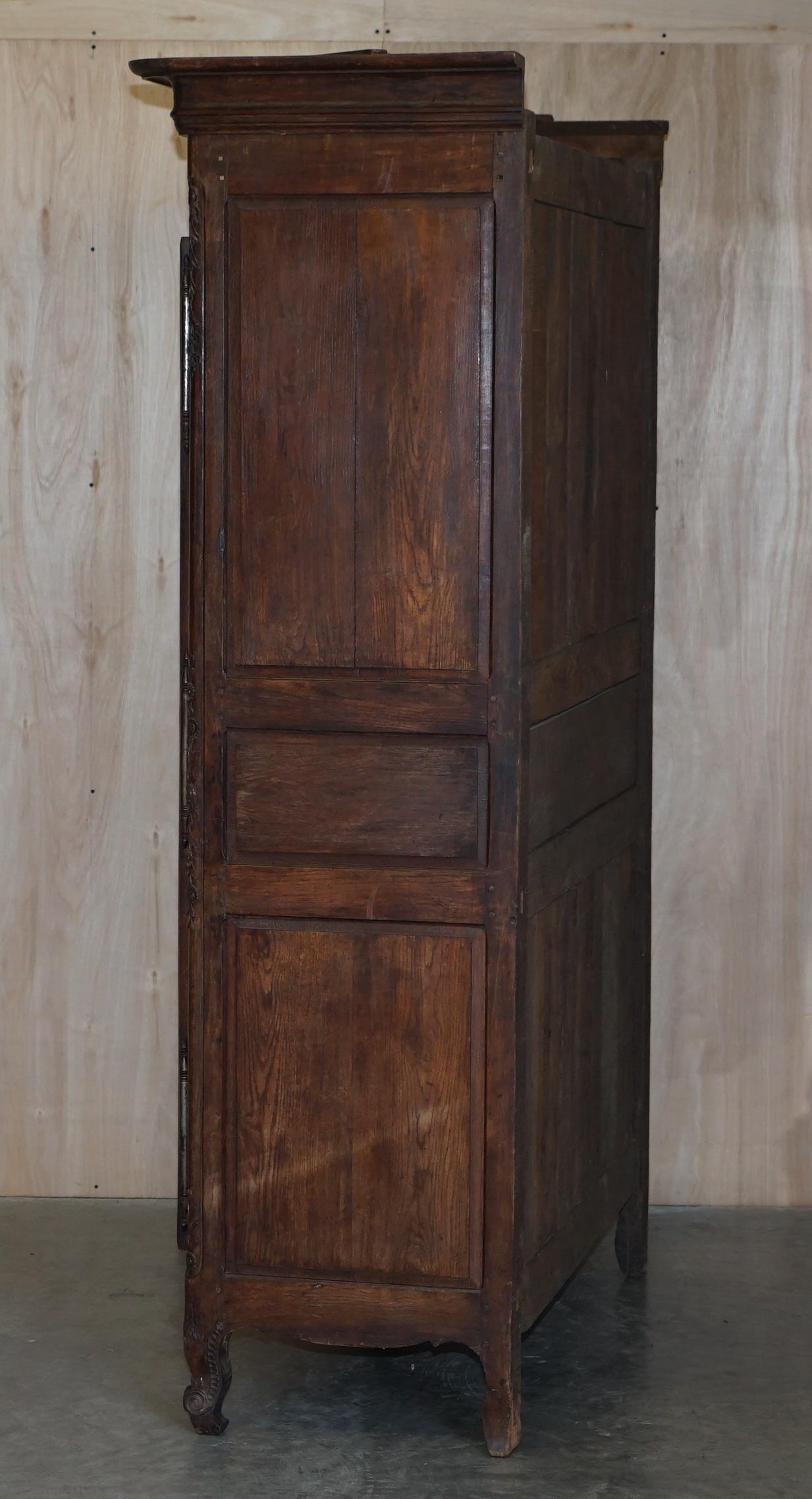 Antique 1844 Carved & Dated Large Wardrobe Armoire with Expertly Crafted Panels For Sale 5