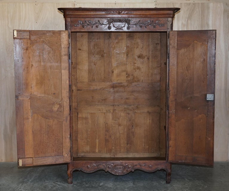 Antique 1844 Carved and Dated Large Wardrobe Armoire with Expertly
