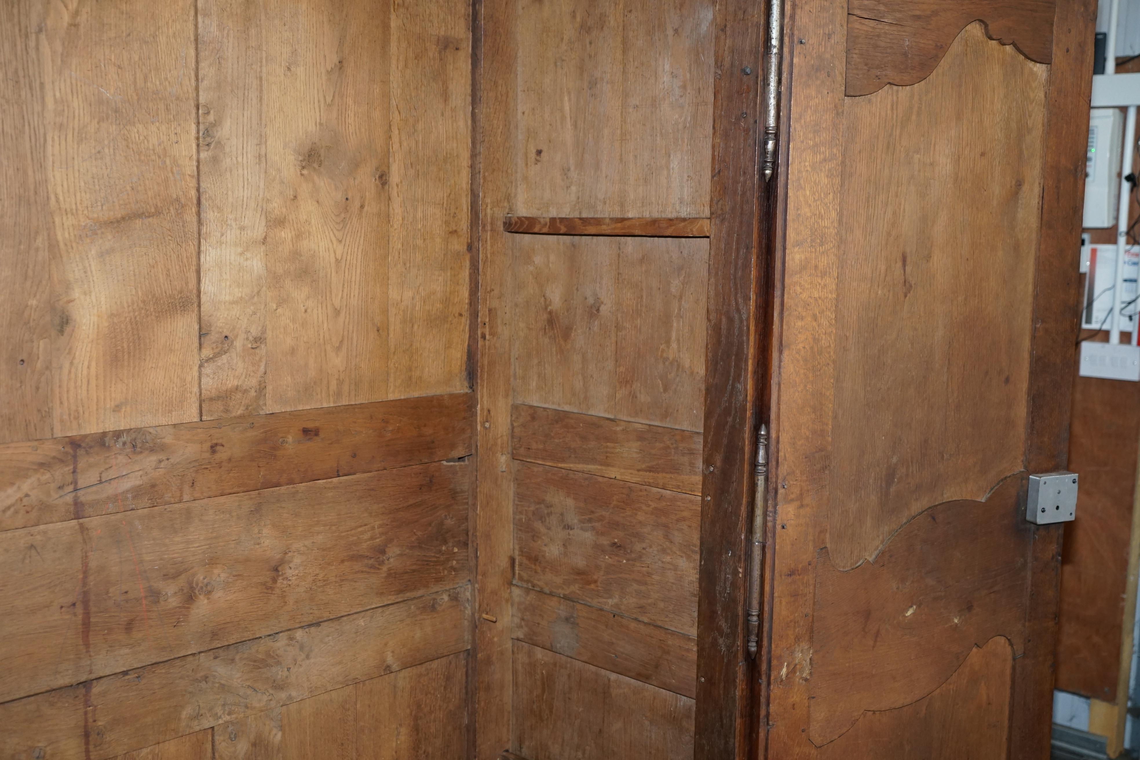 Antique 1844 Carved & Dated Large Wardrobe Armoire with Expertly Crafted Panels For Sale 8