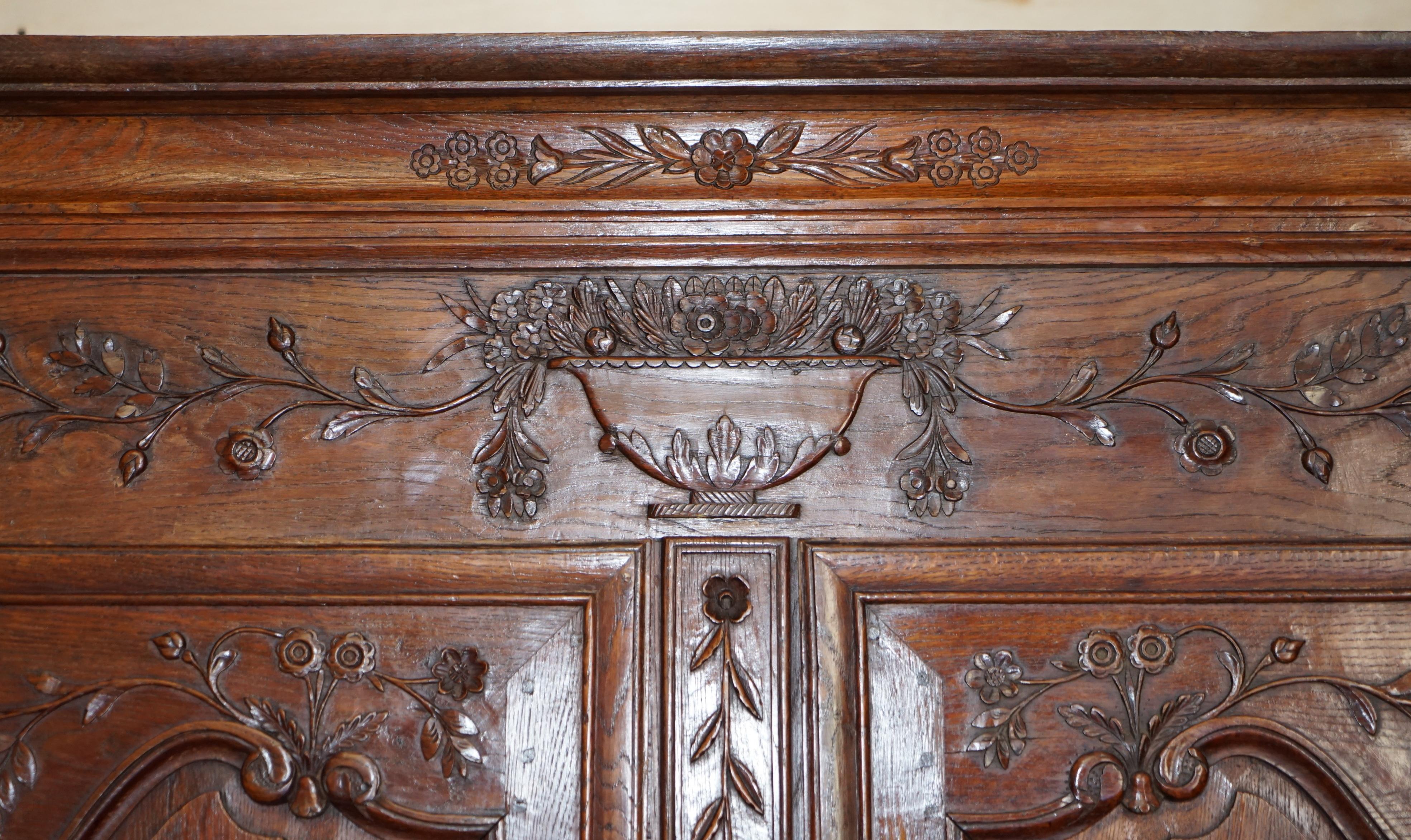 Hand-Crafted Antique 1844 Carved & Dated Large Wardrobe Armoire with Expertly Crafted Panels For Sale