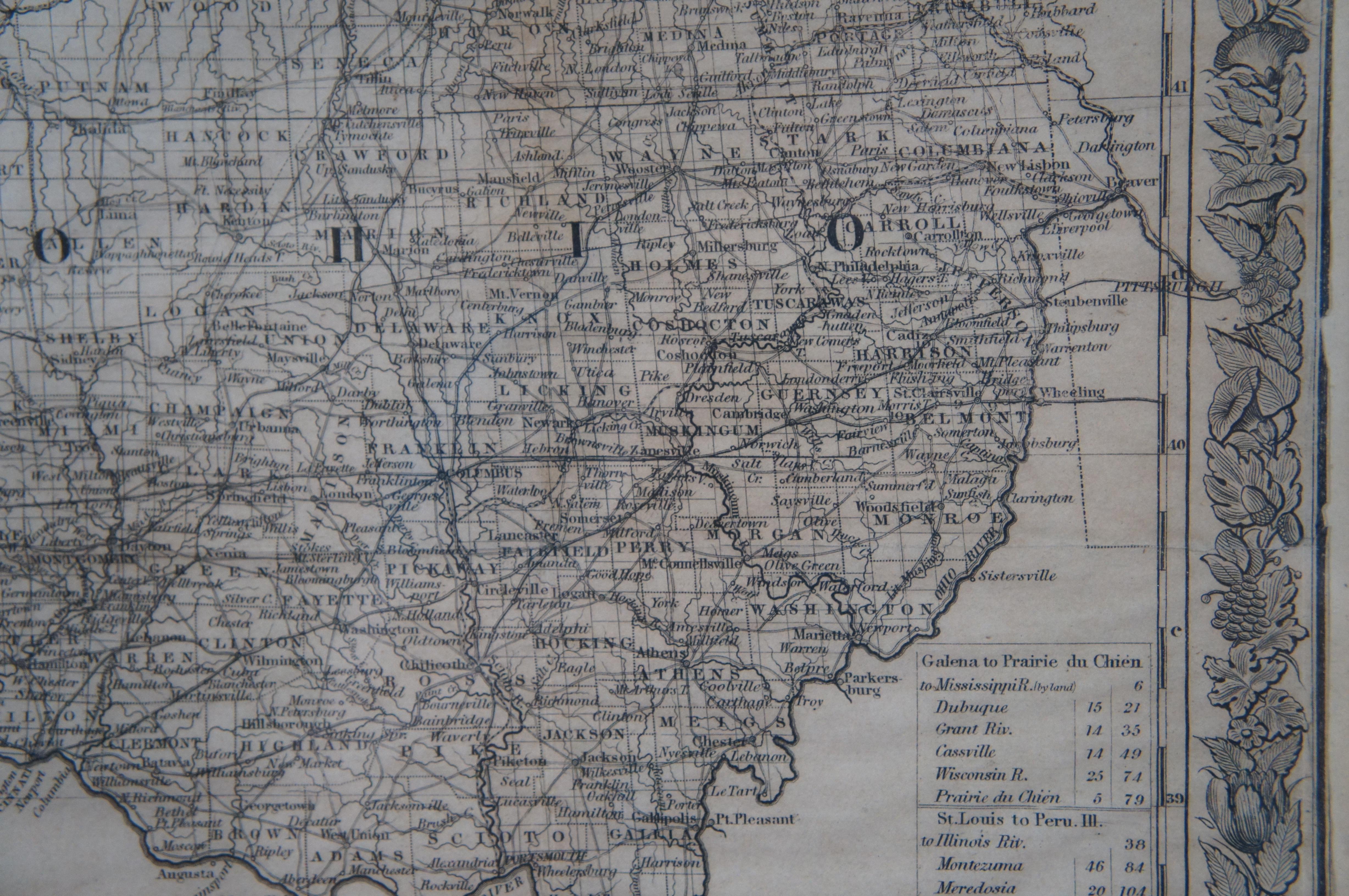 Antike 1844 J Calvin Smith JH Colton Midwest United States Survey Karte 27