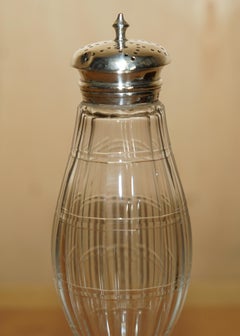 ANTICO 1844 WILLIAM MOULSON CUT GLASS STERLING SiVLER SUGAR SHAKER DA VEDERE!
