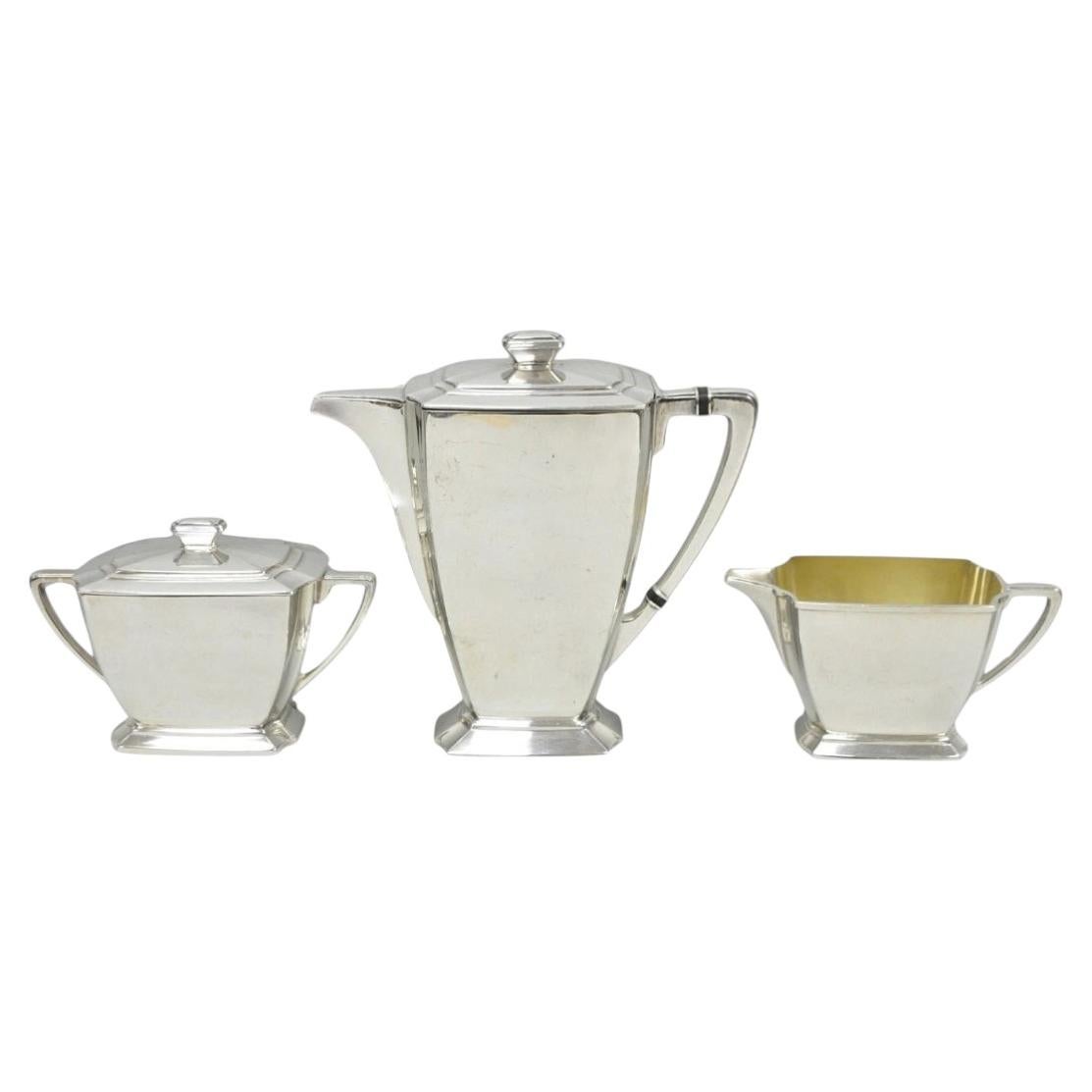 Antique 1847 Rogers Bros "Legacy" Art Deco Silver Plated Tea Set - 3 Pc Set