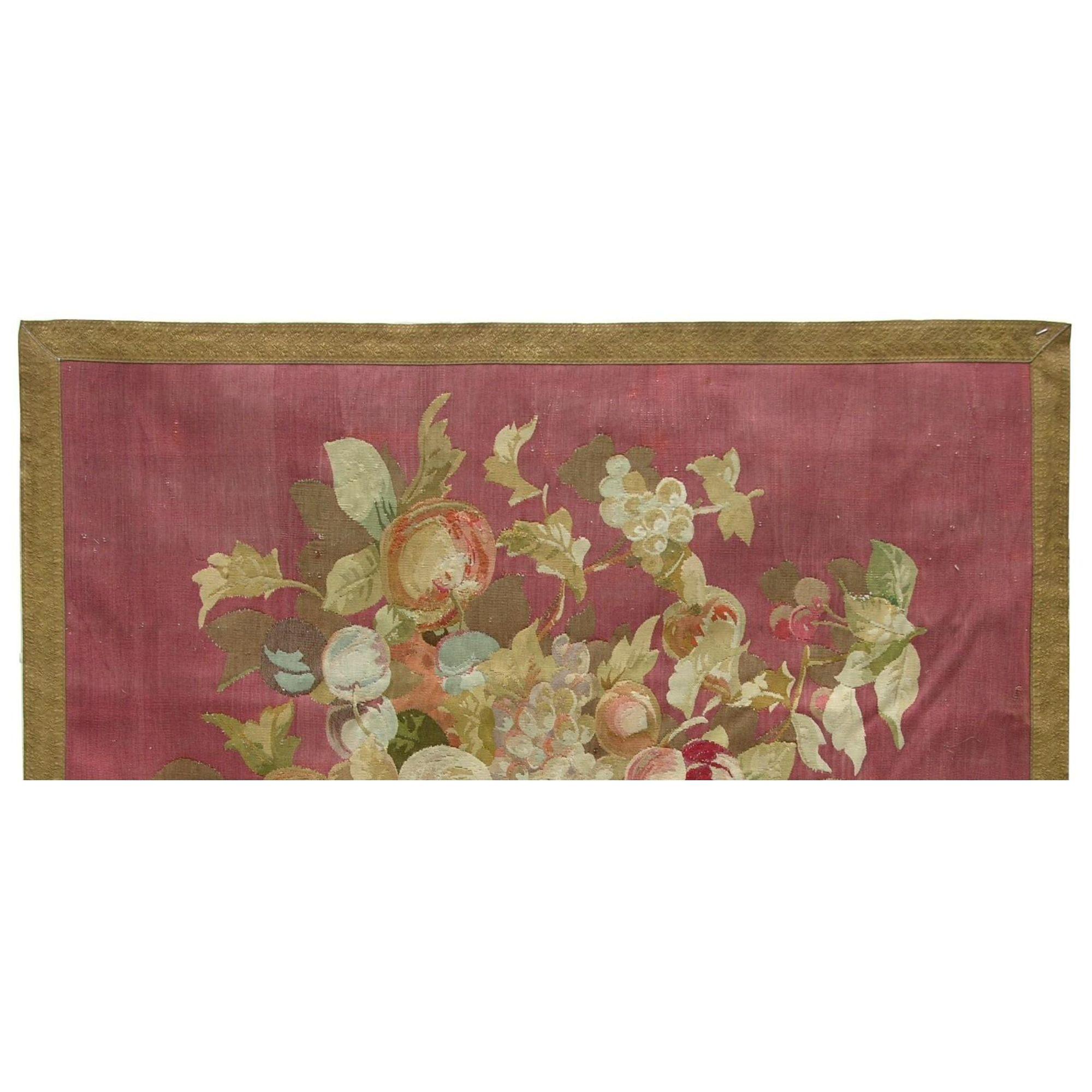 French Provincial Antique 1850 Aubusson French Tapestry 3'3